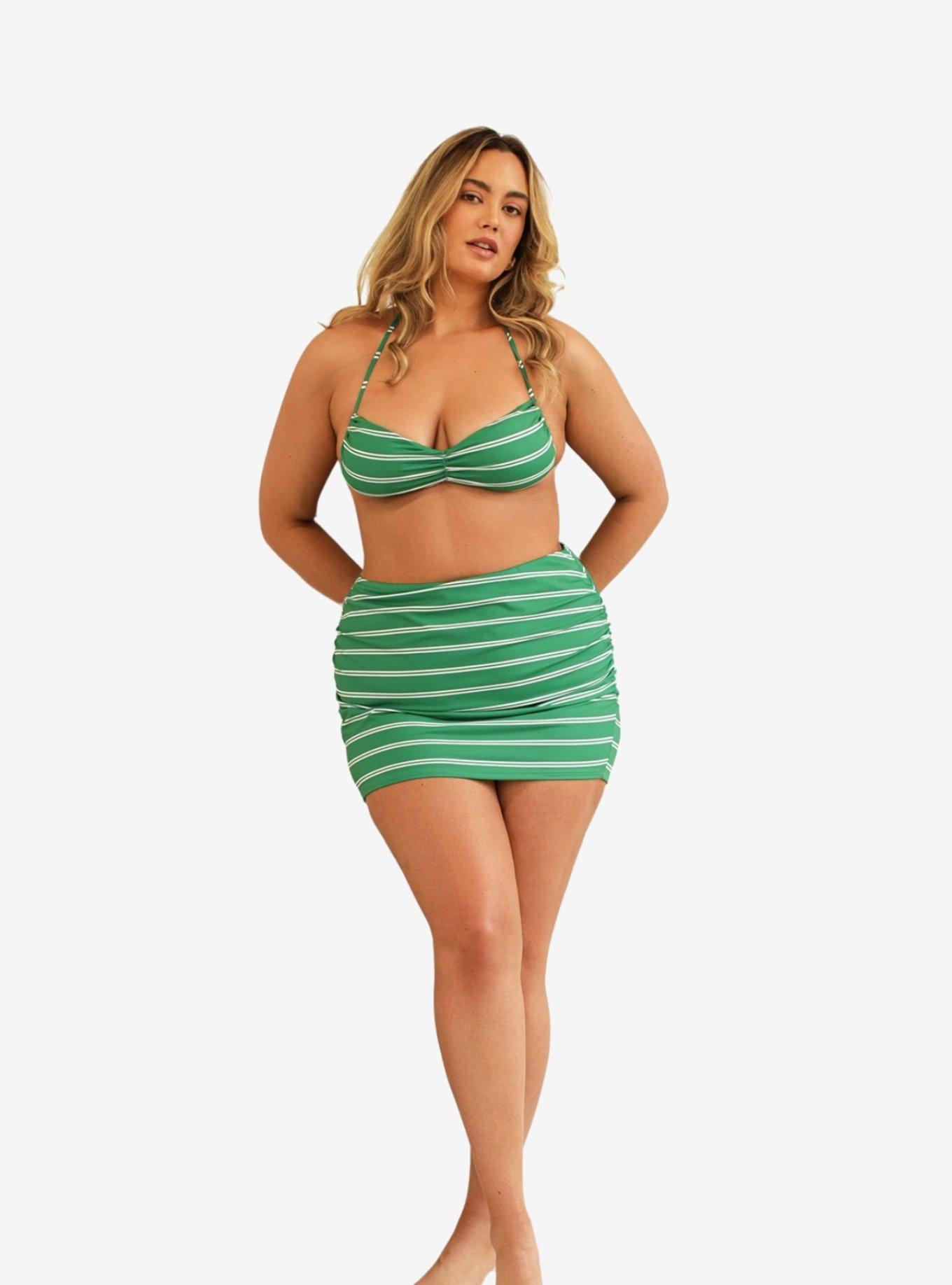 Dippin' Daisy's Lucky Swim Mini Length Skirt Green Moto Stripe, , hi-res