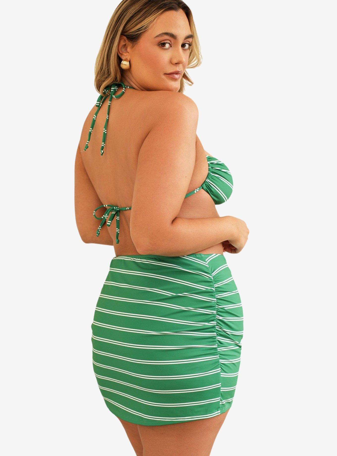 Dippin' Daisy's Lucky Swim Mini Length Skirt Green Moto Stripe, GREEN, alternate