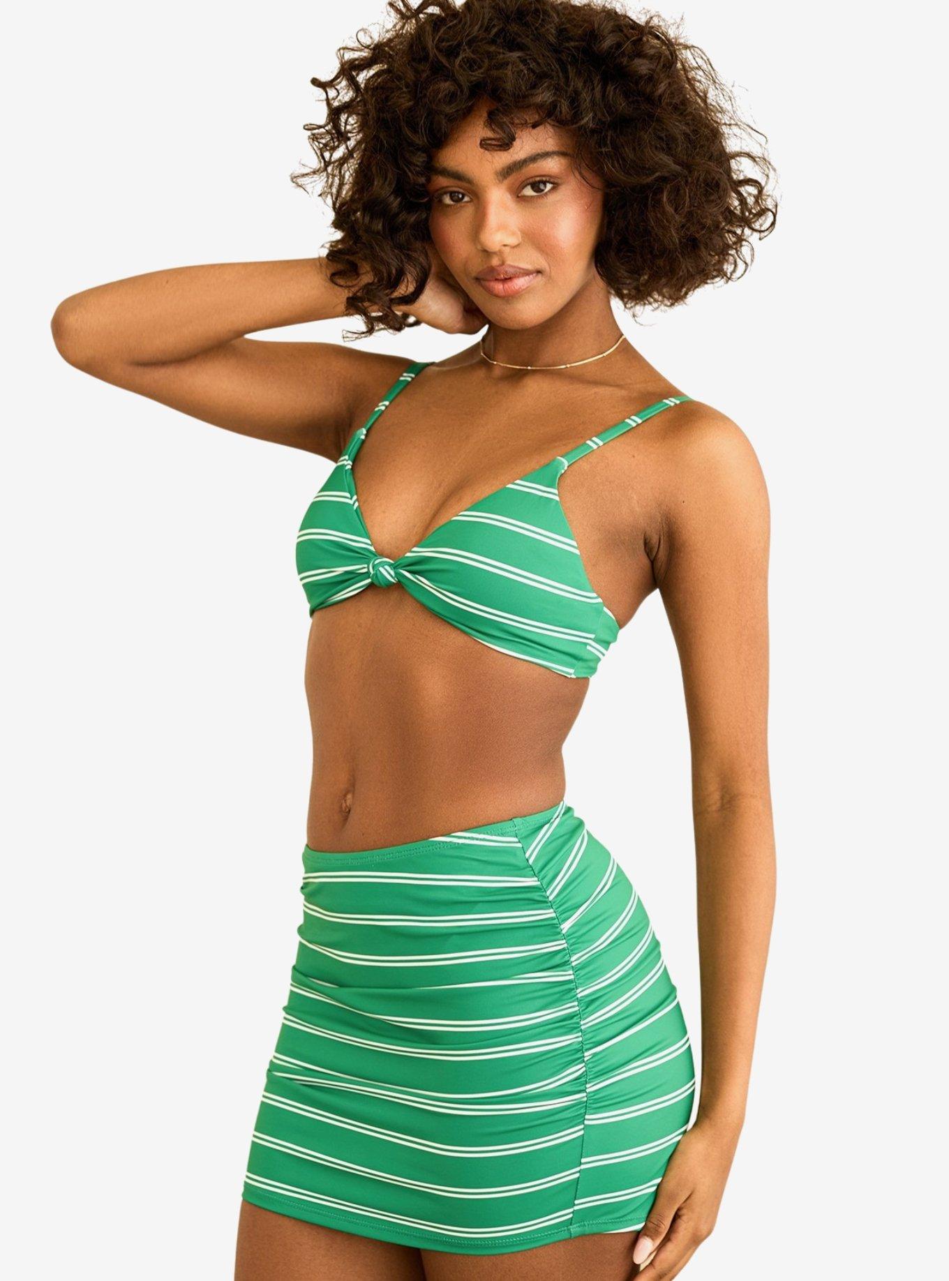 Dippin' Daisy's Lucky Swim Mini Length Skirt Green Moto Stripe, GREEN, alternate