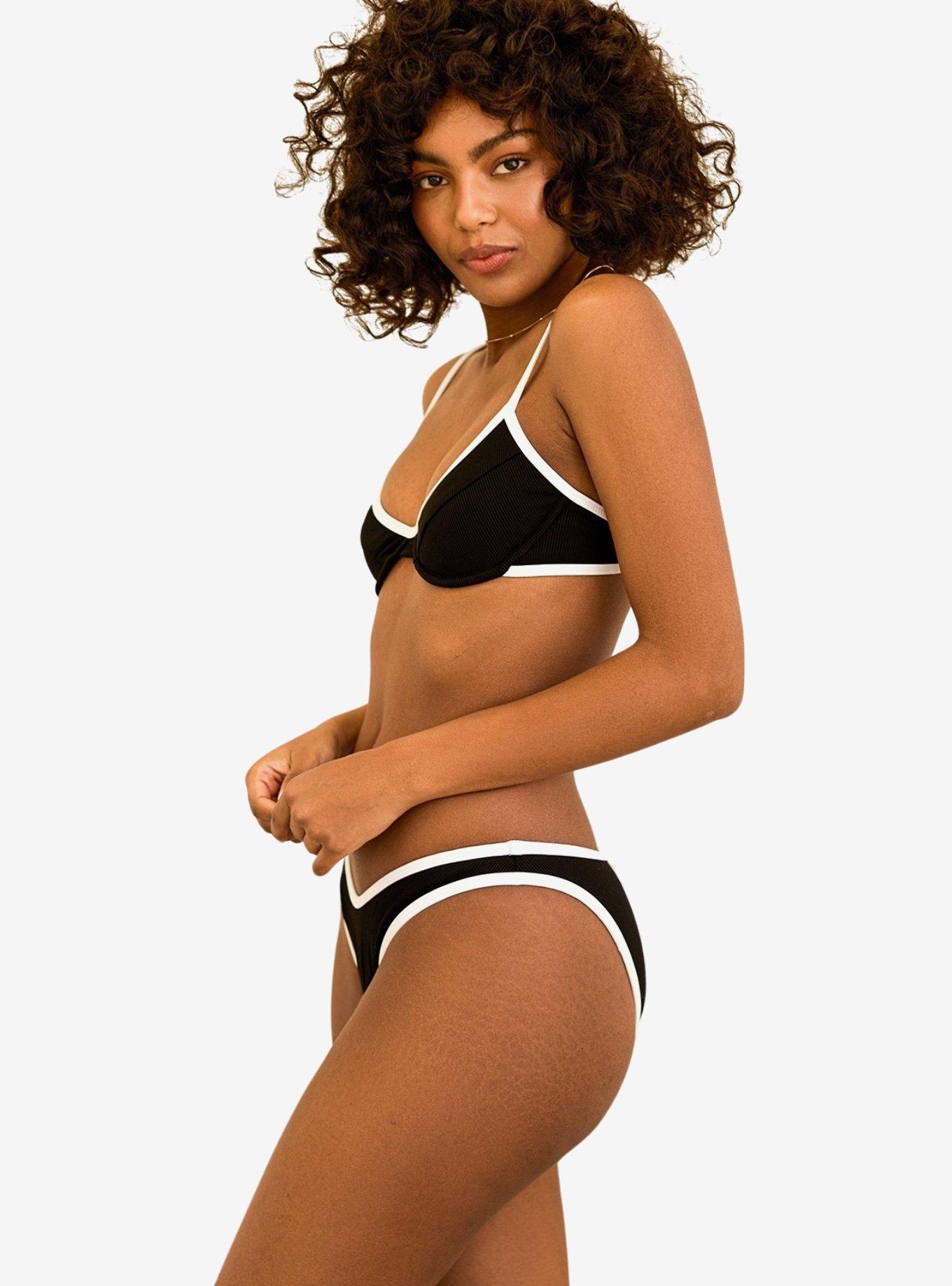 Dippin' Daisy's Venice Cheeky Swim Bottom Black Rib, BLACK, alternate