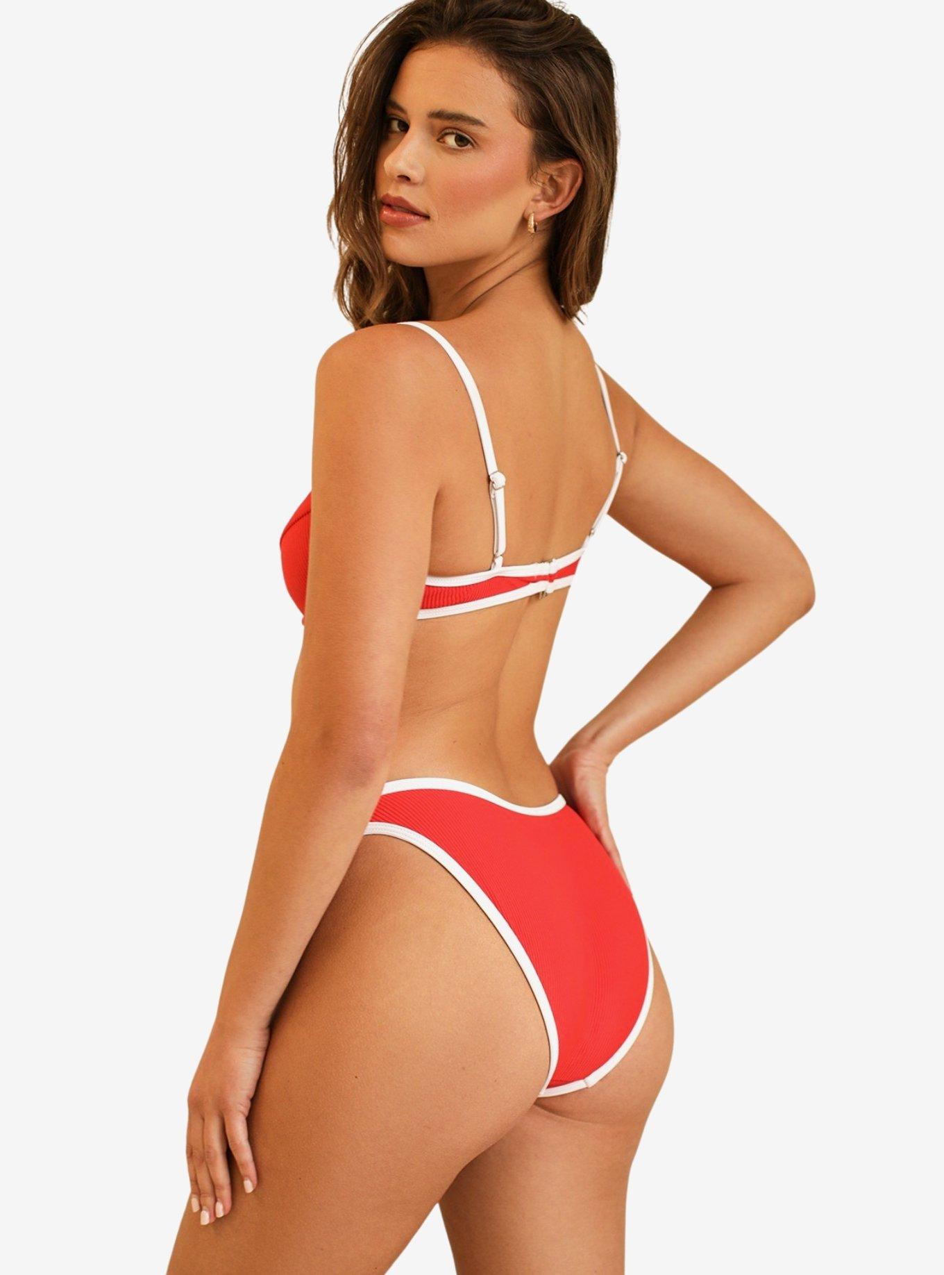 Dippin' Daisy's West Coast Underwire Swim Top Poppy White Rib, RED, alternate