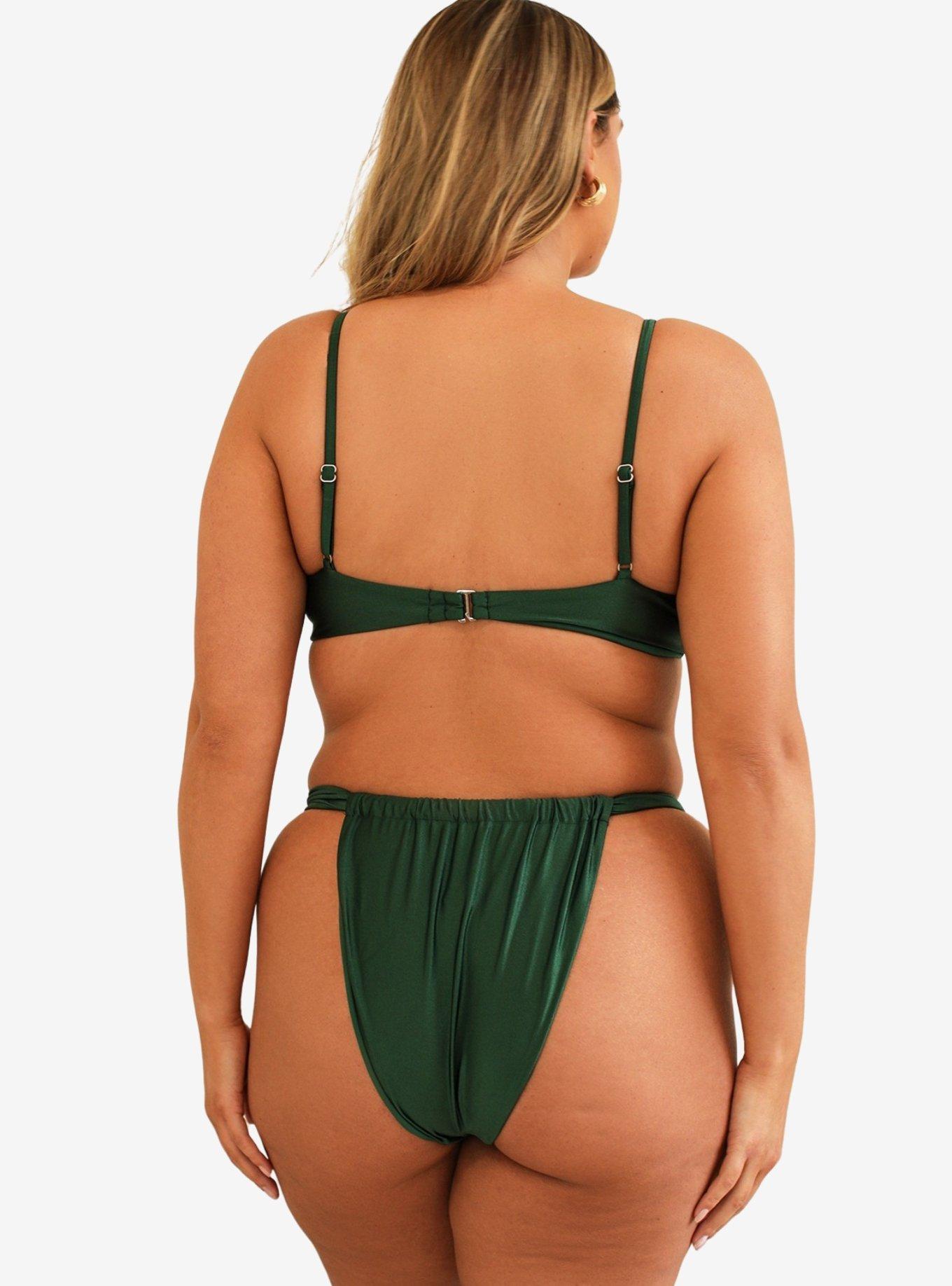 Dippin' Daisy's Bisou Cinched Cheeky Swim Bottom Hunter, GREEN, alternate
