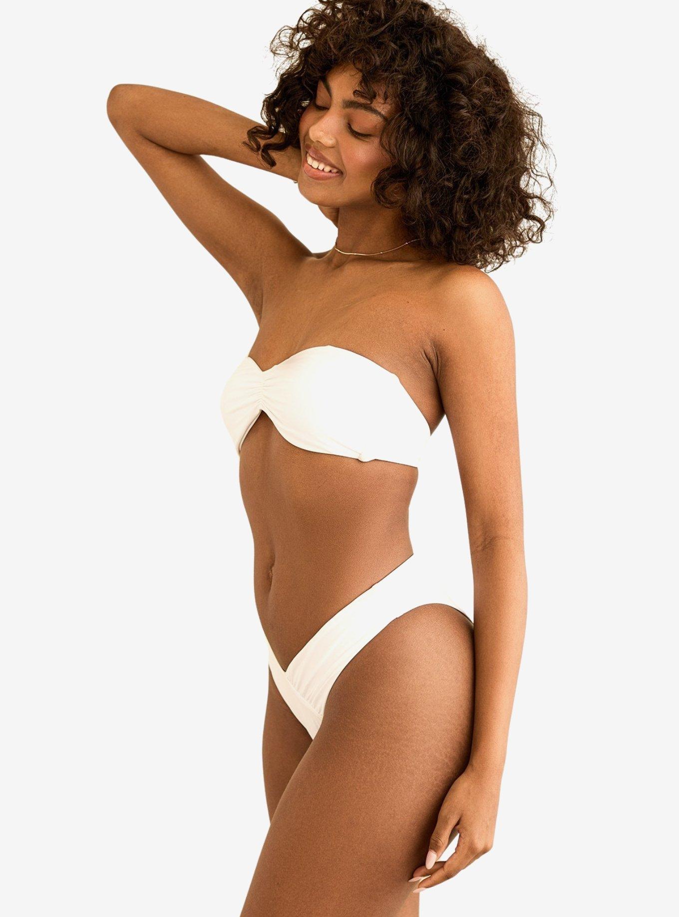 Dippin' Daisy's Angel Asymmetrical V-Cut Swim Bottom White, , hi-res