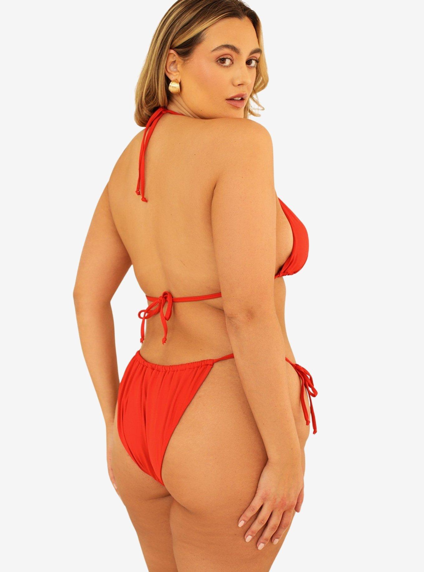 Dippin' Daisy's Palm Tie Back Triangle Swim Top Poppy, RED, alternate