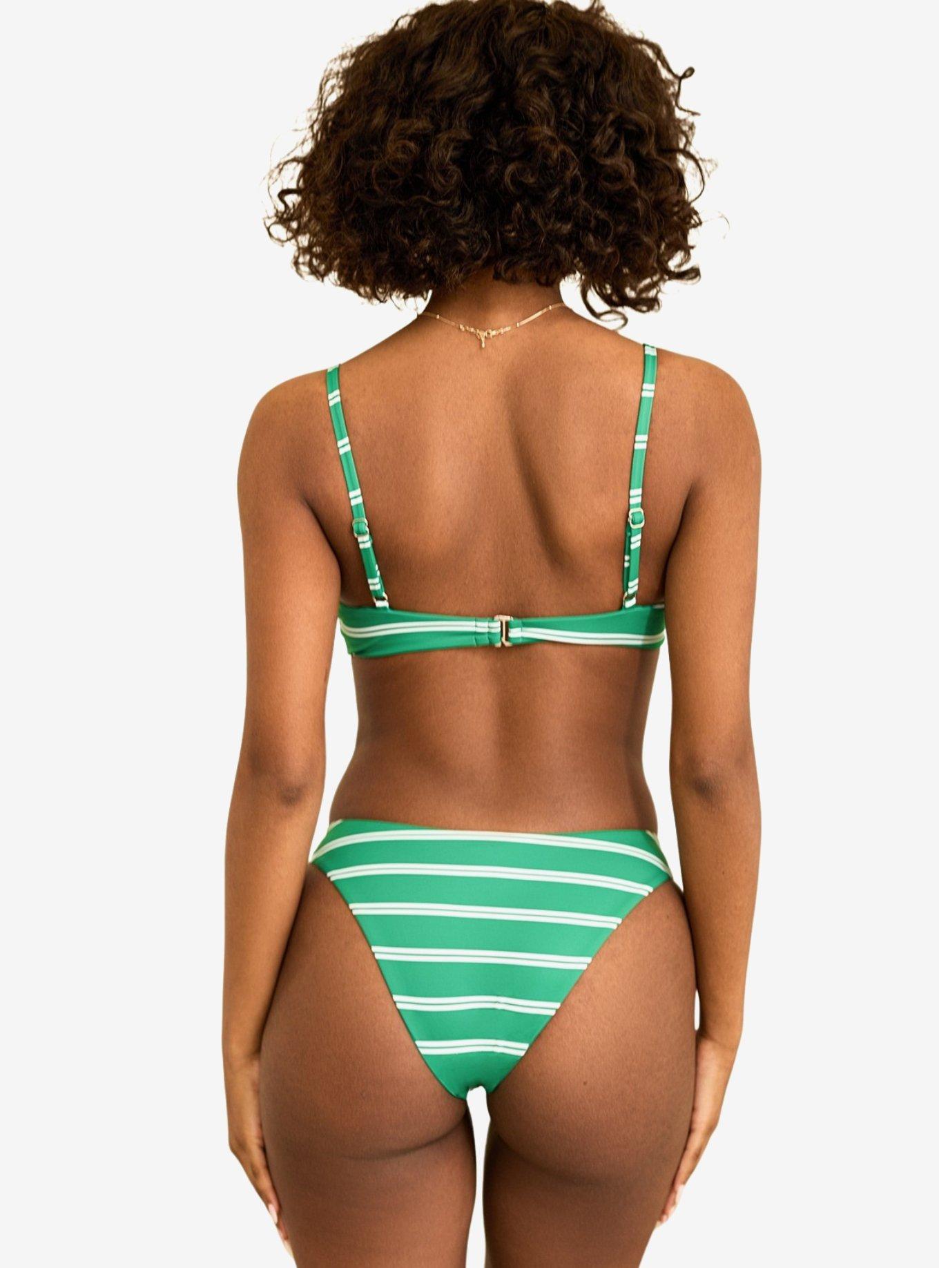 Dippin' Daisy's Nocturnal Cheeky Swim Bottom Green Moto Stripe, GREEN, alternate