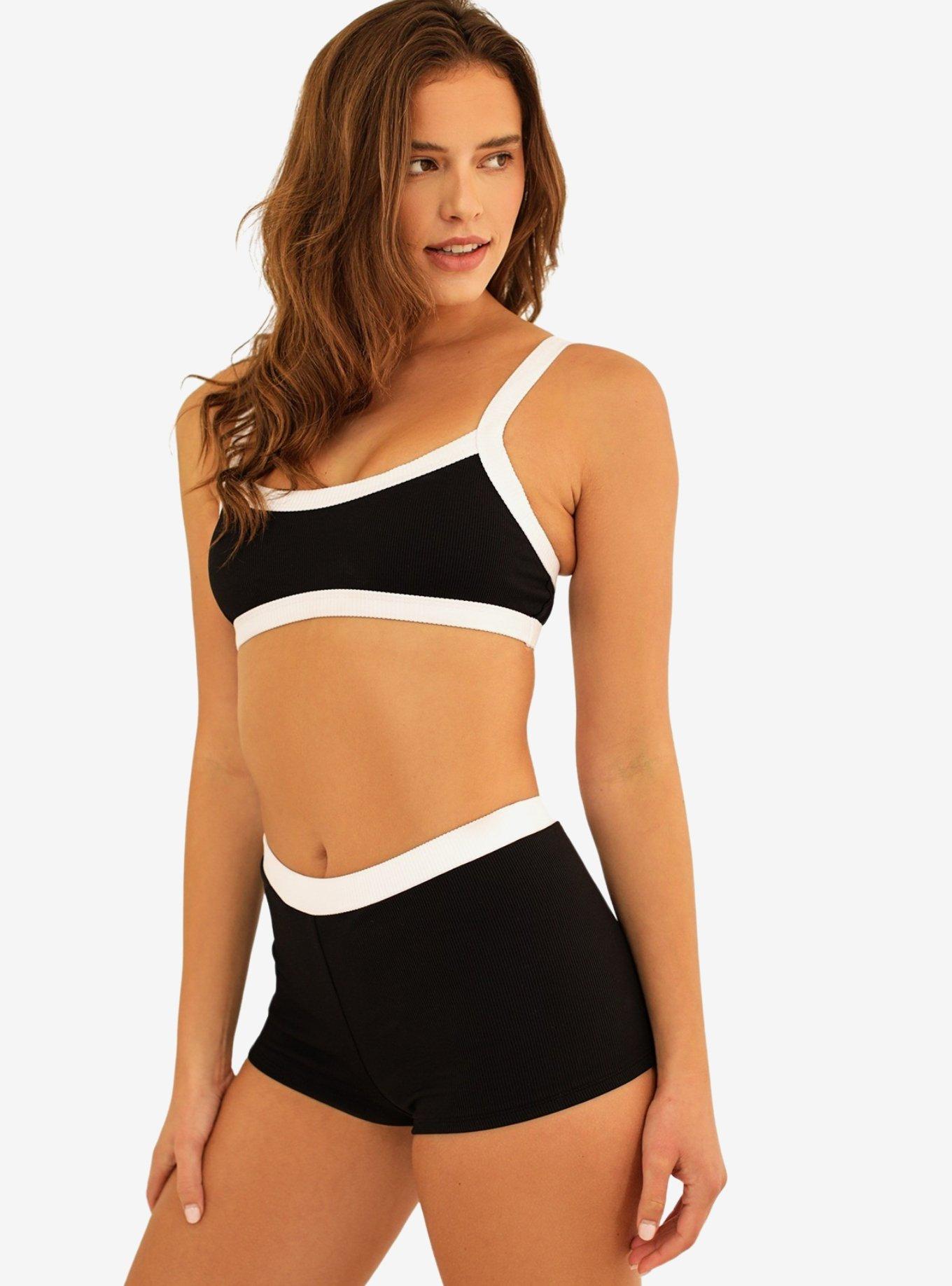Dippin' Daisy's Farrah Elastic Waist Booty Short Black Rib, , hi-res
