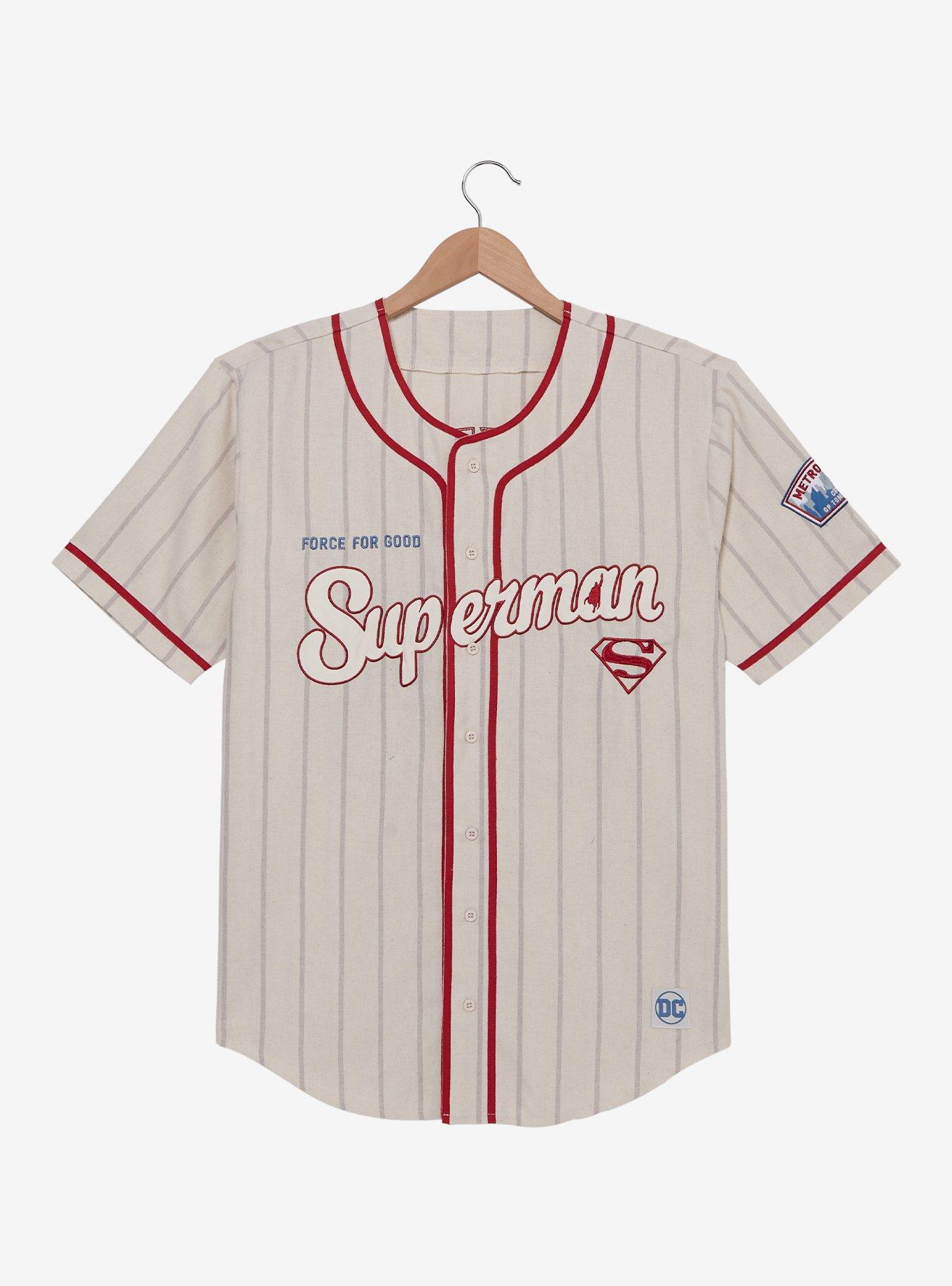 DC Comics Superman Clark Kent Striped Baseball Jersey - BoxLunch Exclusive, OFF WHITE, alternate