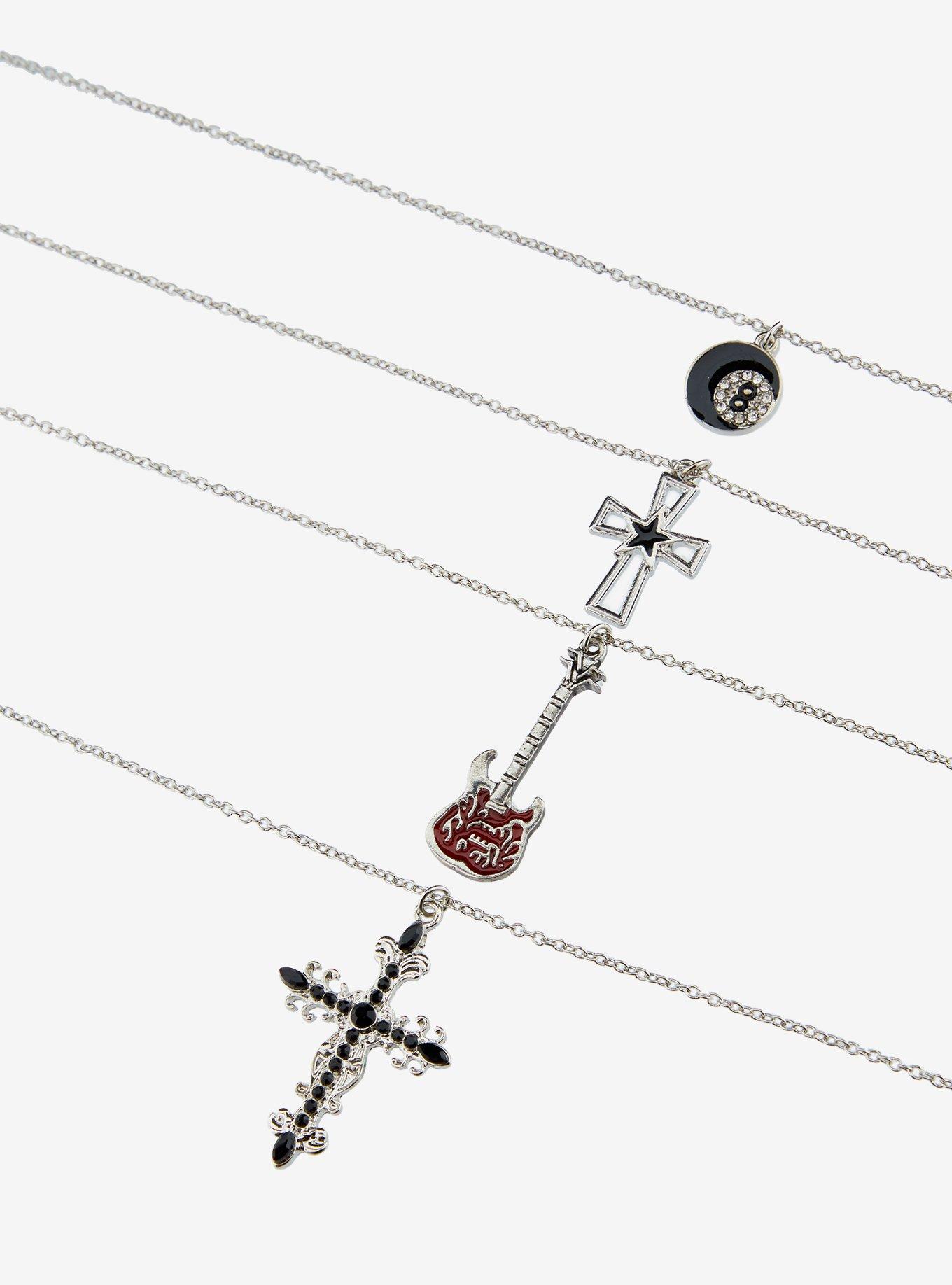 Social Collision Cross Guitar 8-Ball Necklace Set, , alternate