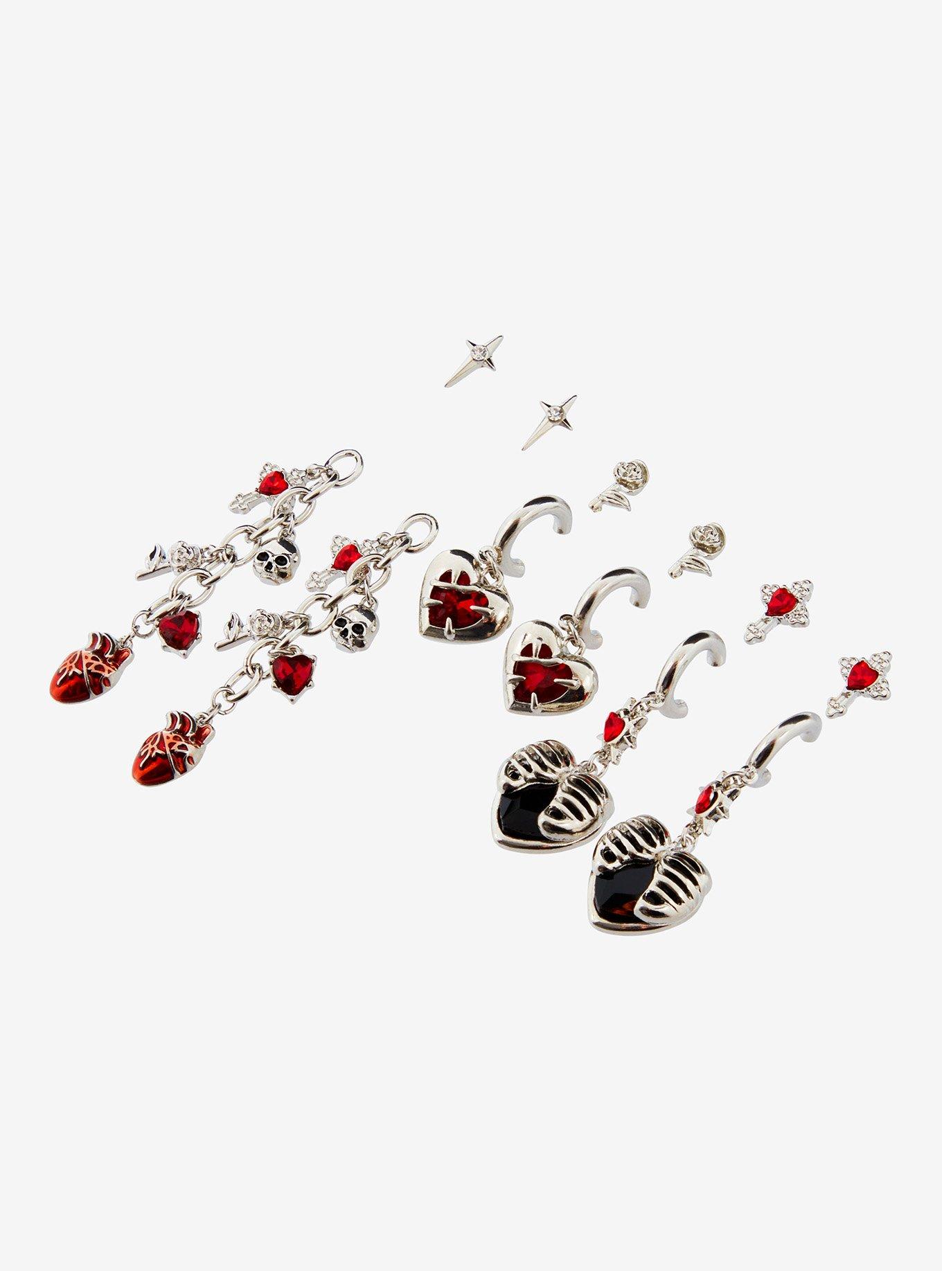 Social Collision Skeleton Heart Earring Set, , alternate