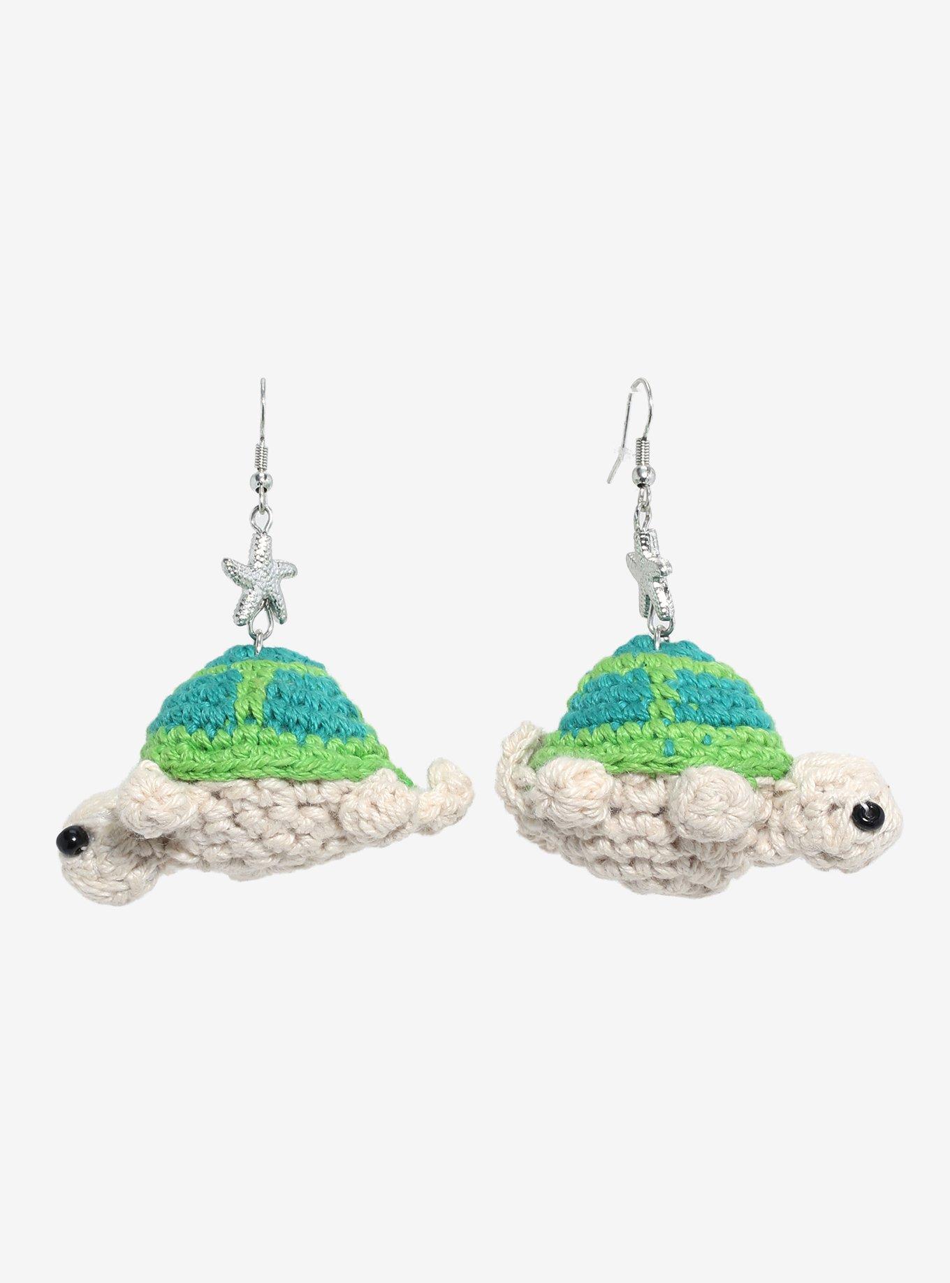 Sweet Society Crochet Turtle Drop Earrings, , hi-res