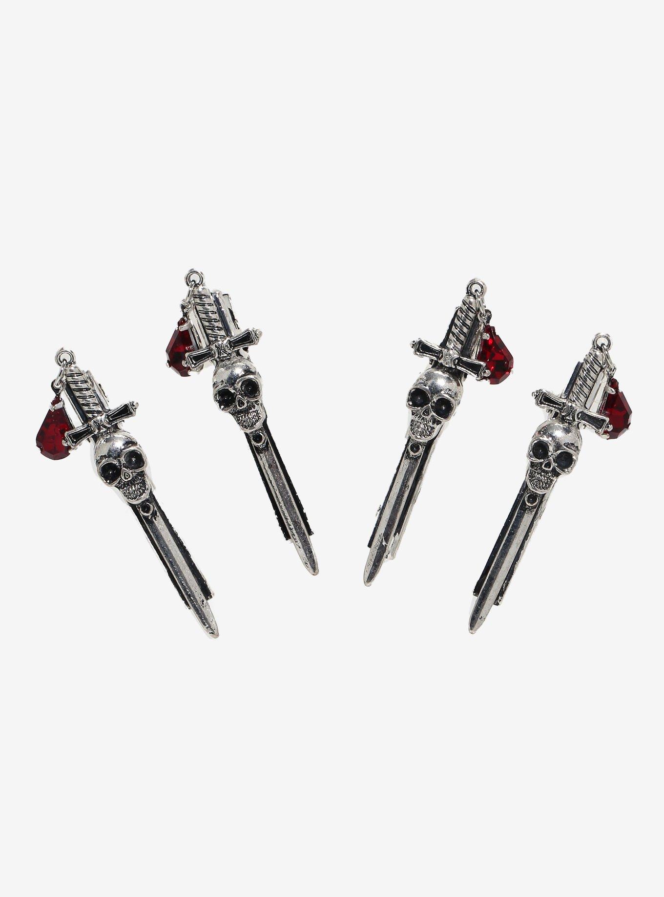 Skull Dagger Hair Clip Set, , hi-res