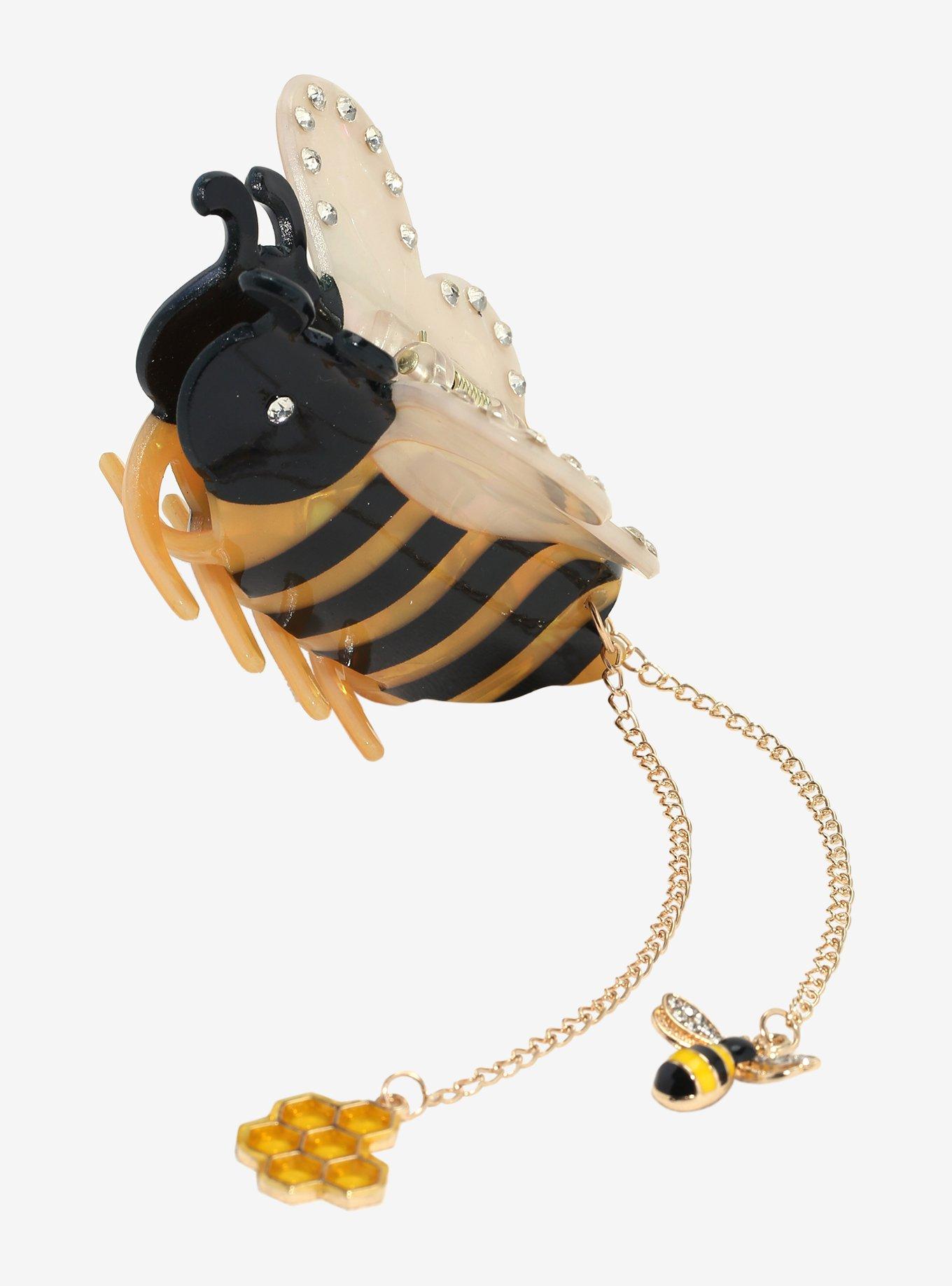 Thorn & Fable Figural Bee Charm Claw Hair Clip, , hi-res