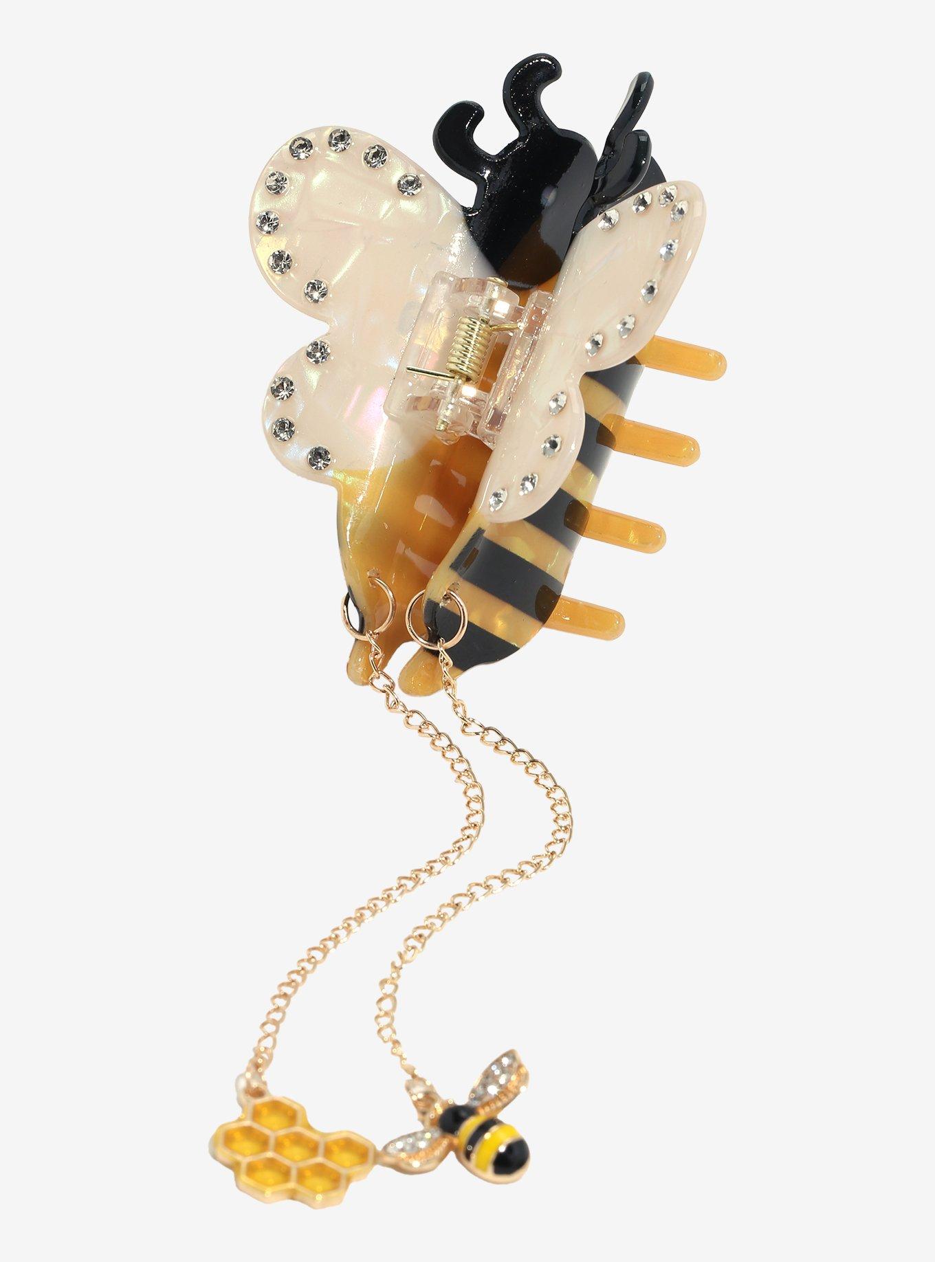 Thorn & Fable Figural Bee Charm Claw Hair Clip, , alternate