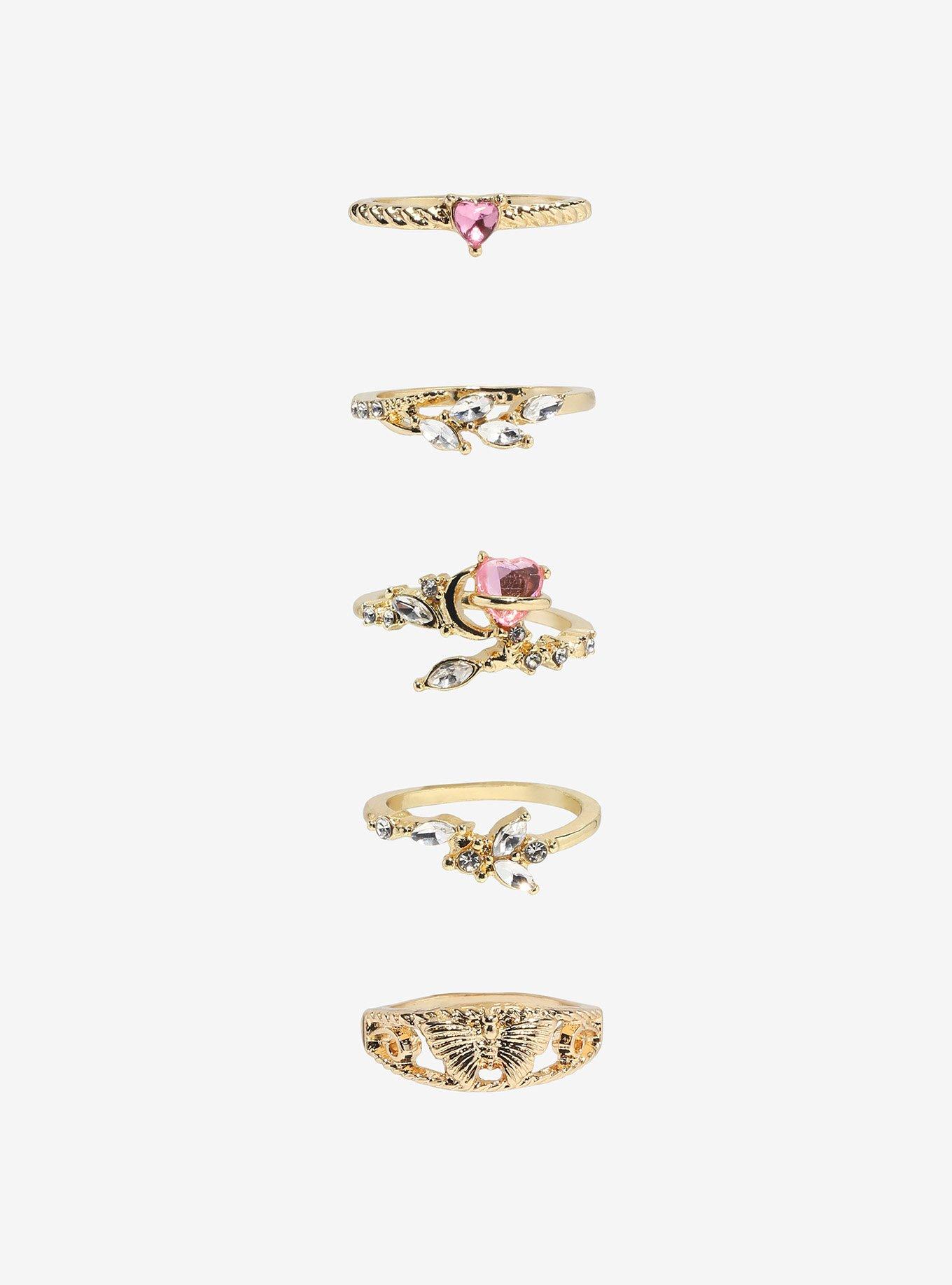 Thorn & Fable Leaf & Heart Ring Set, , hi-res
