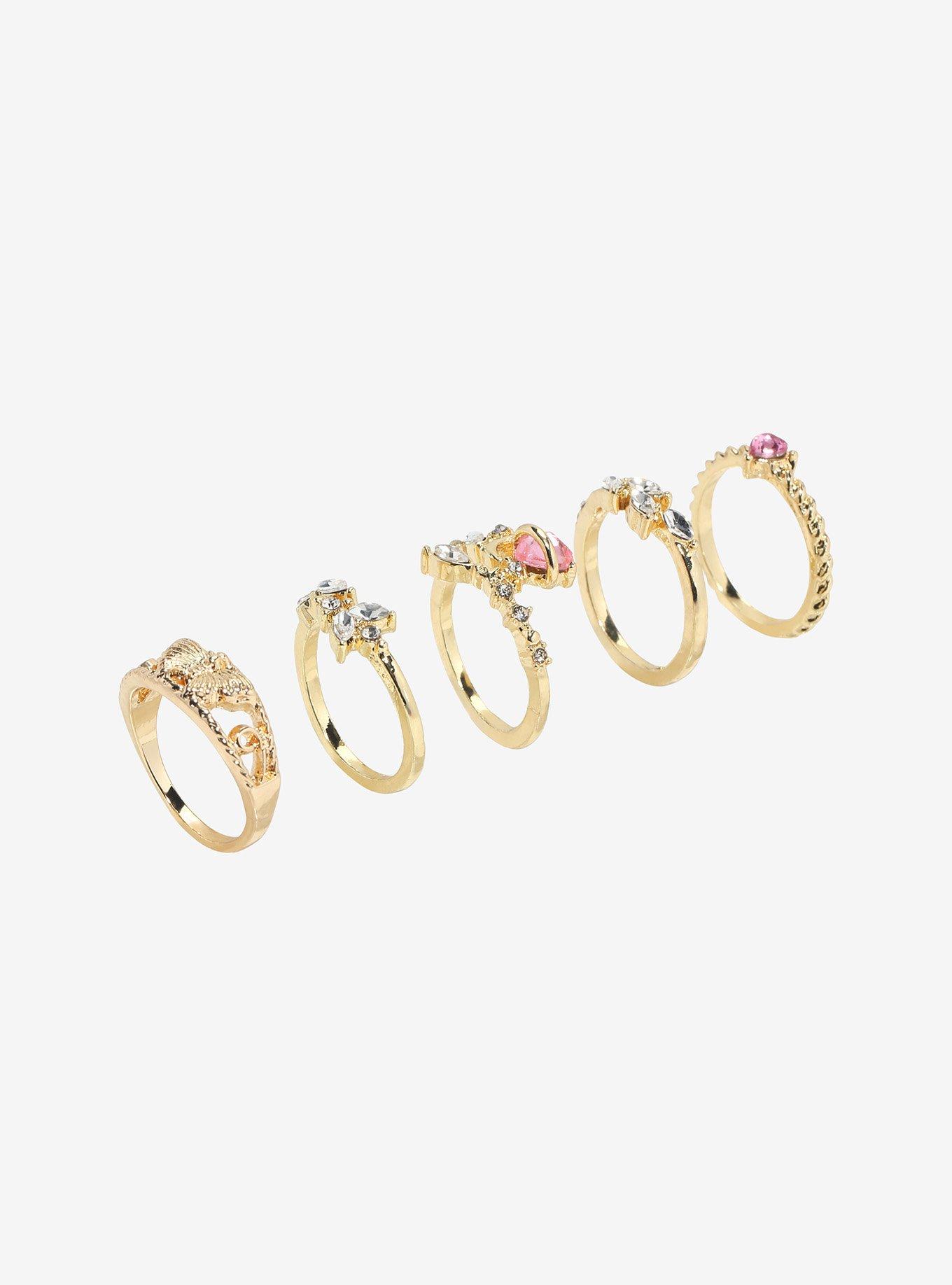 Thorn & Fable Leaf & Heart Ring Set, , alternate