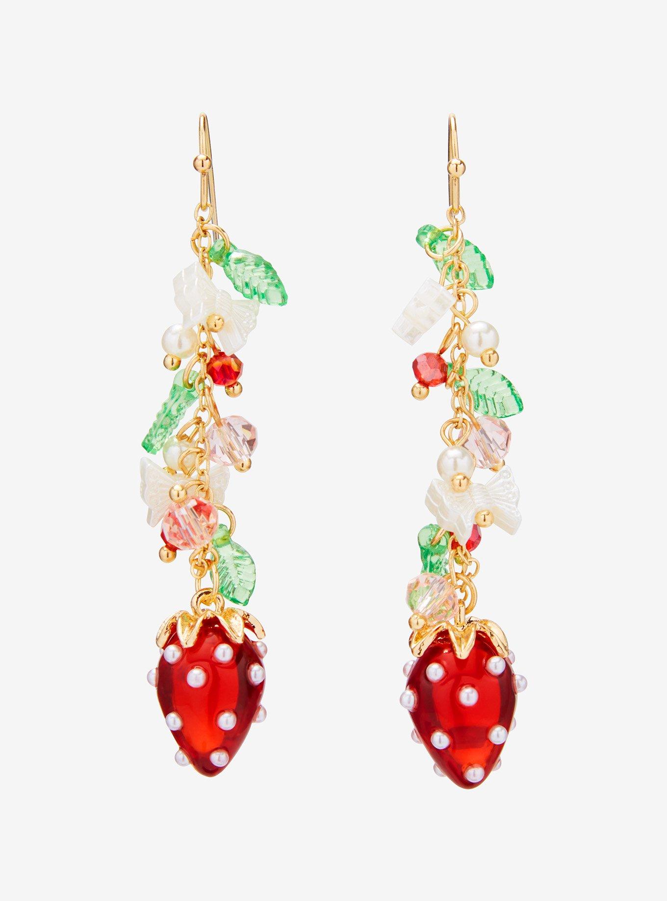 Sweet Society Strawberry Butterfly Drop Earrings, , hi-res