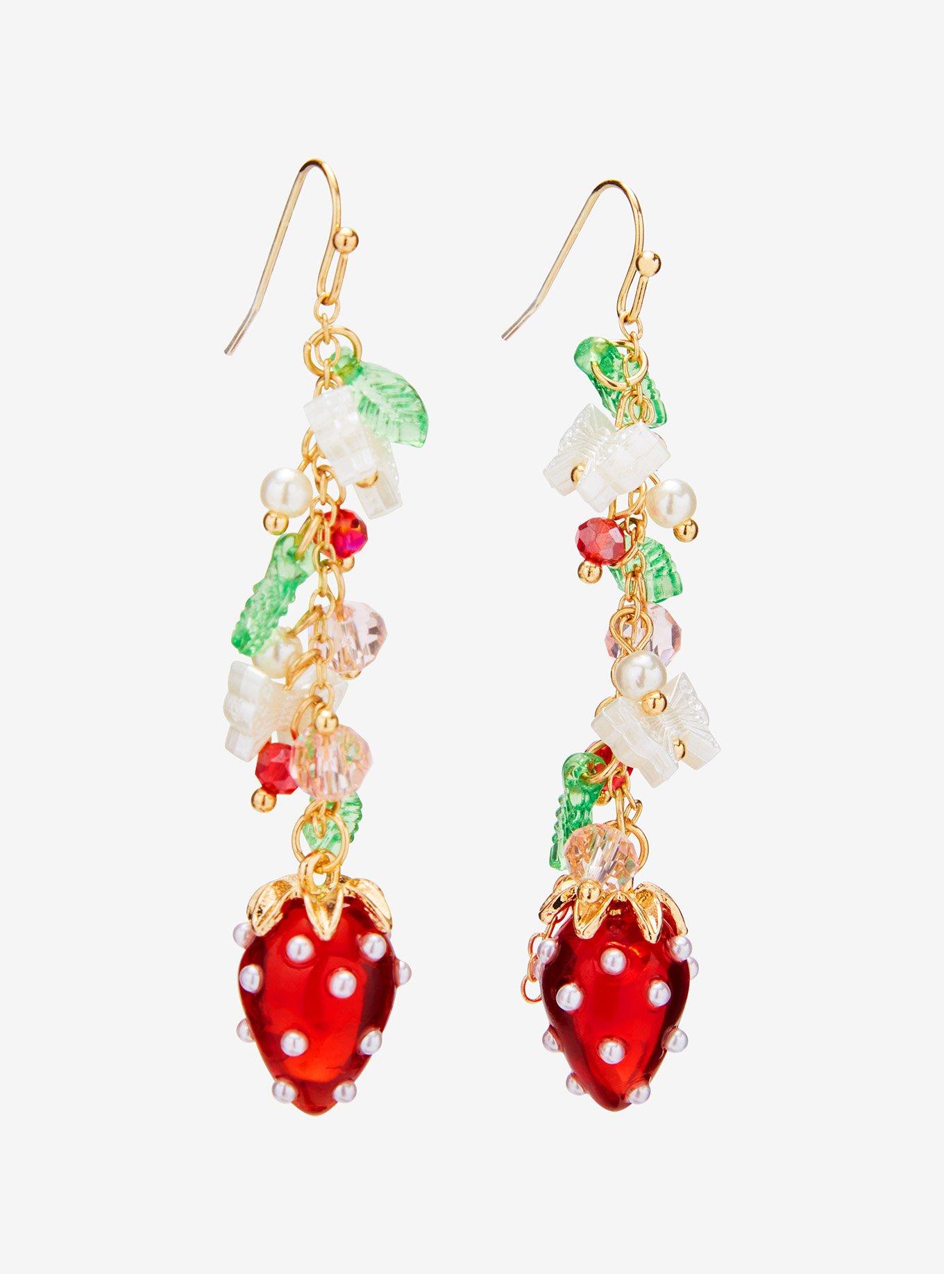 Sweet Society Strawberry Butterfly Drop Earrings, , alternate