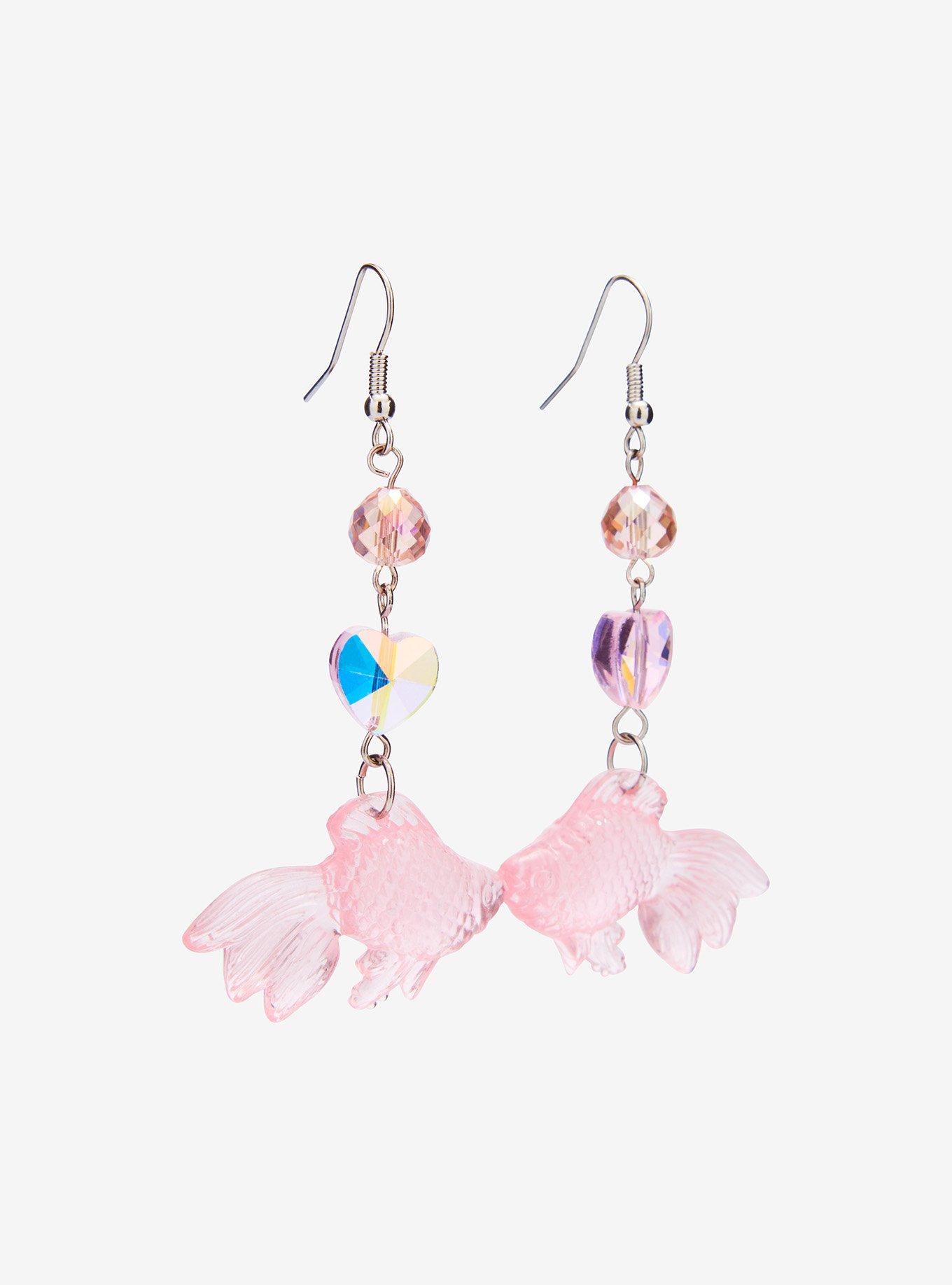 Sweet Society Pink Glitter Goldfish Drop Earrings, , alternate