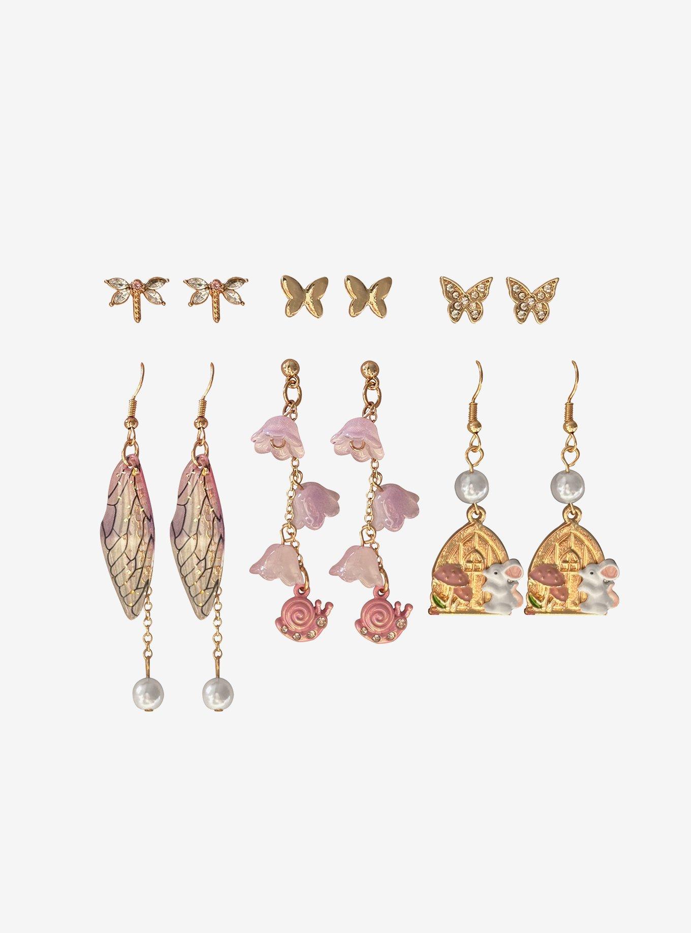 Thorn & Fable Mouse Cottage Butterfly Earring Set, , hi-res