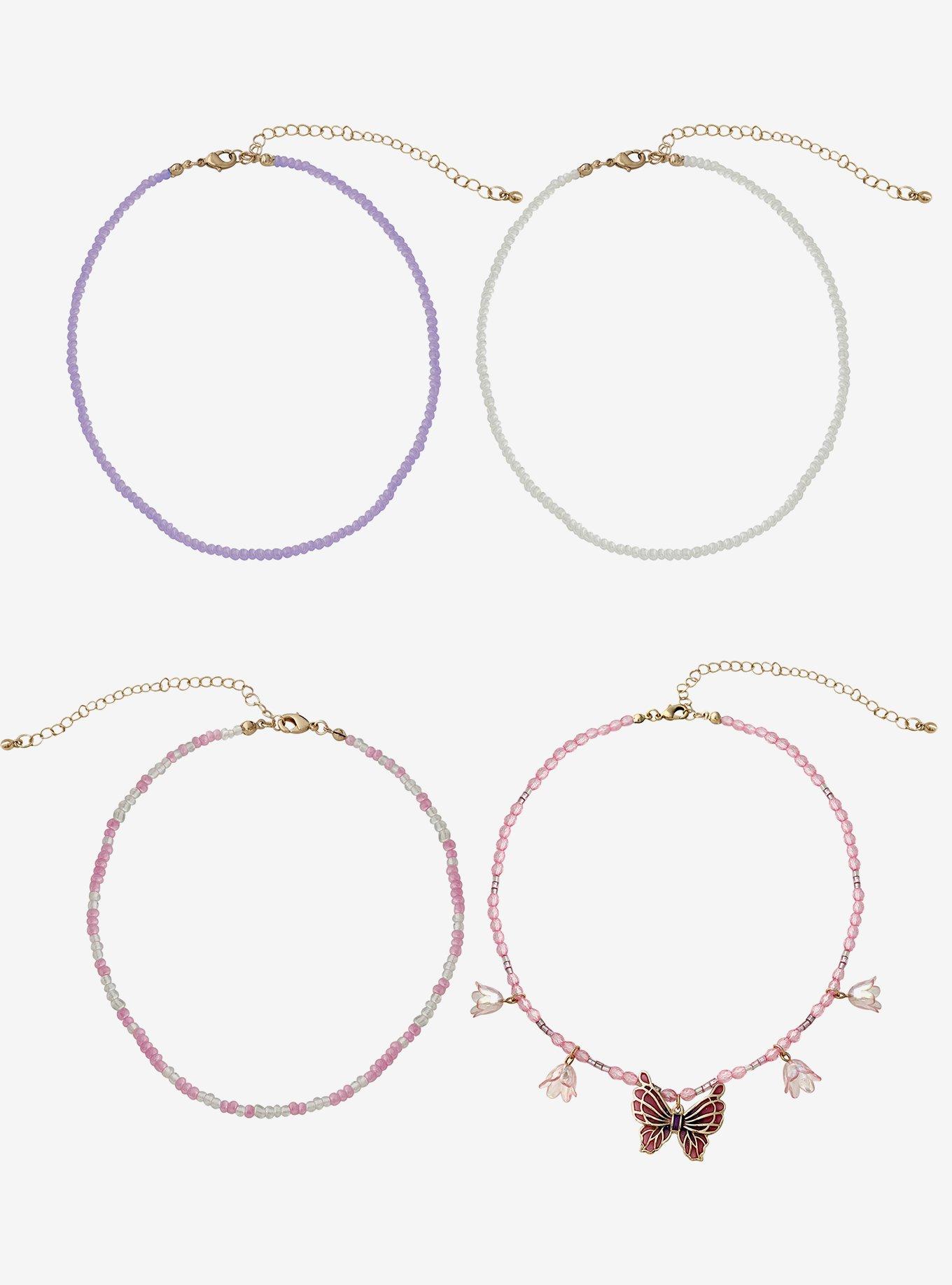 Thorn & Fable Butterfly Flower Mini Bead Necklace Set, , hi-res