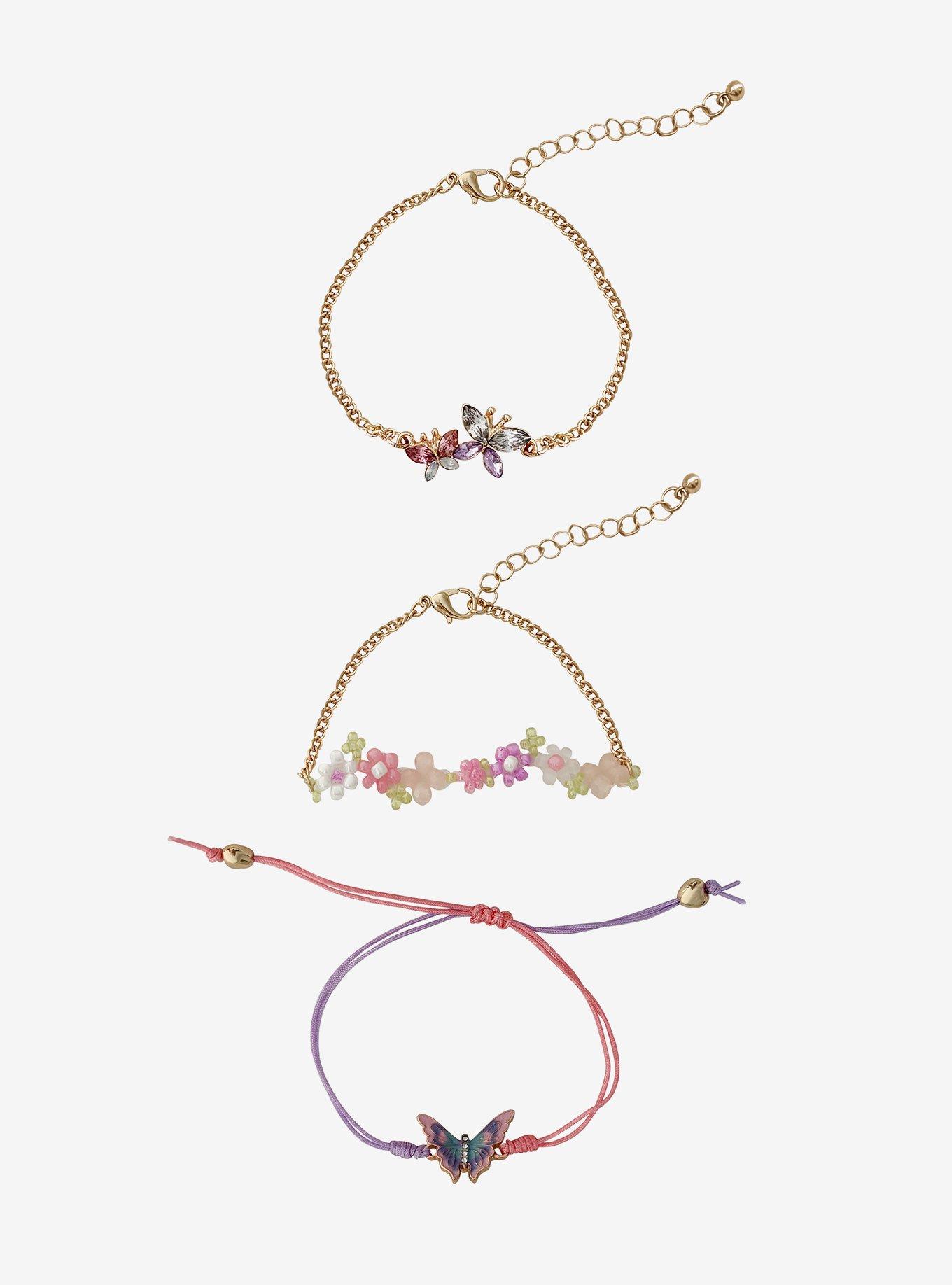 Thorn & Fable Butterfly Flower Bracelet Set, , hi-res