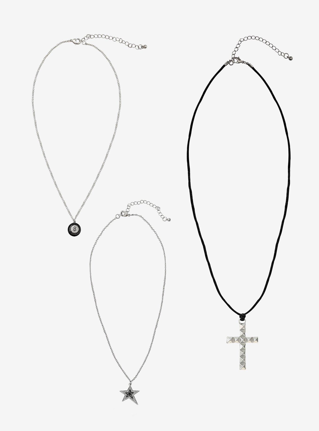 8-Ball Star Cross Bling Necklace Set, , hi-res