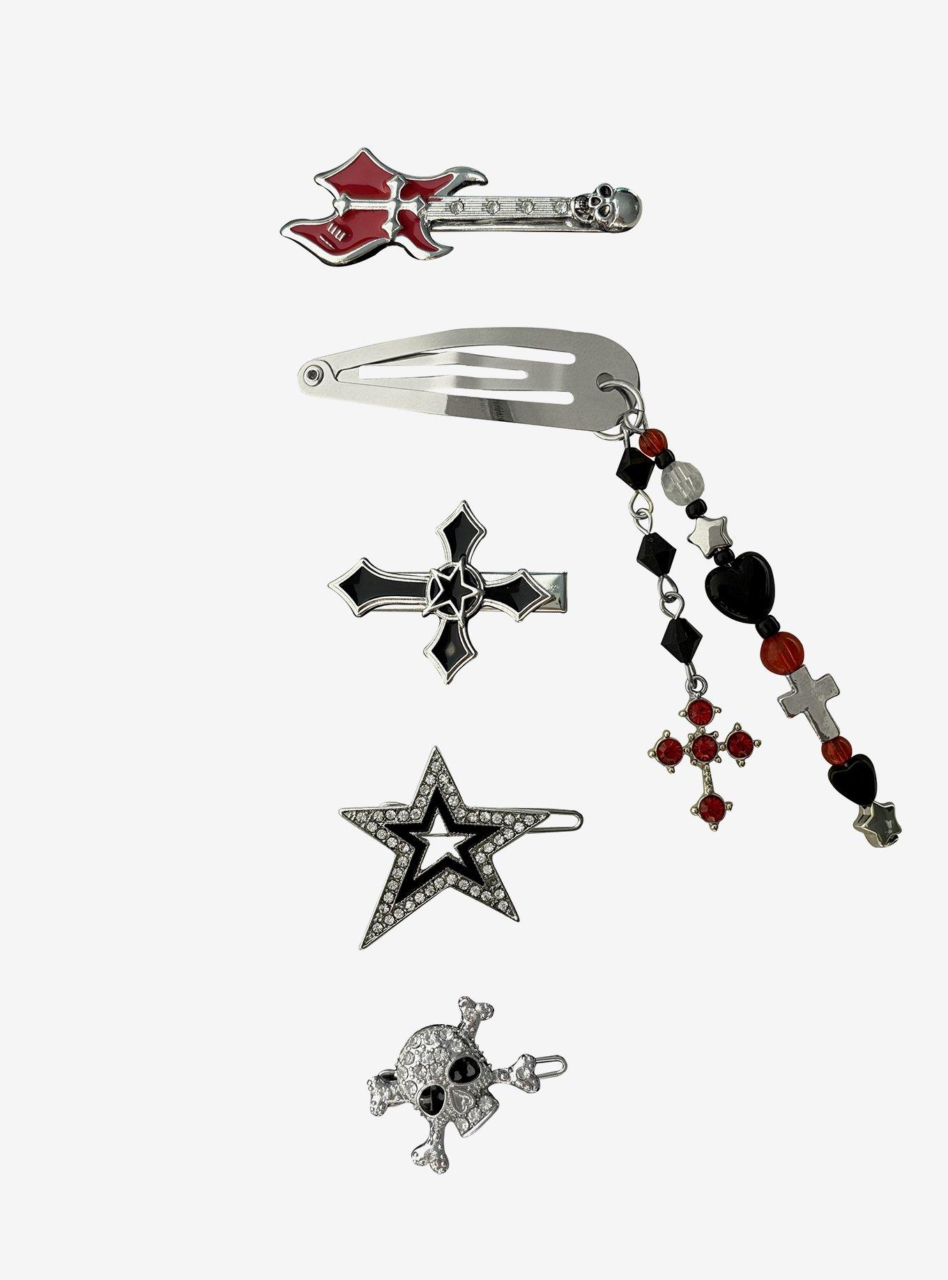Skull Star Guitar Hair Clip Set, , hi-res