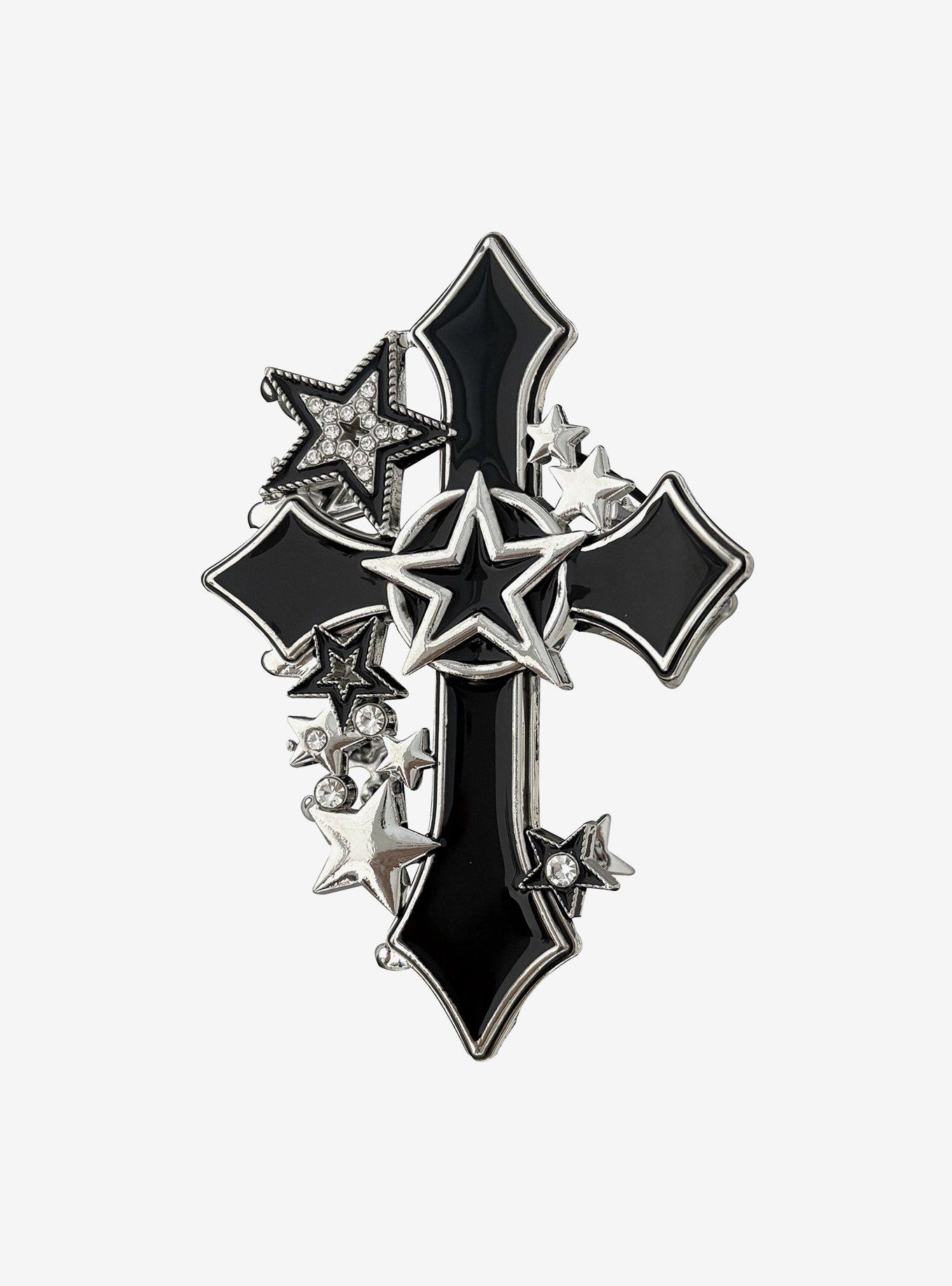 Gothic Cross & Stars Claw Hair Clip, , hi-res
