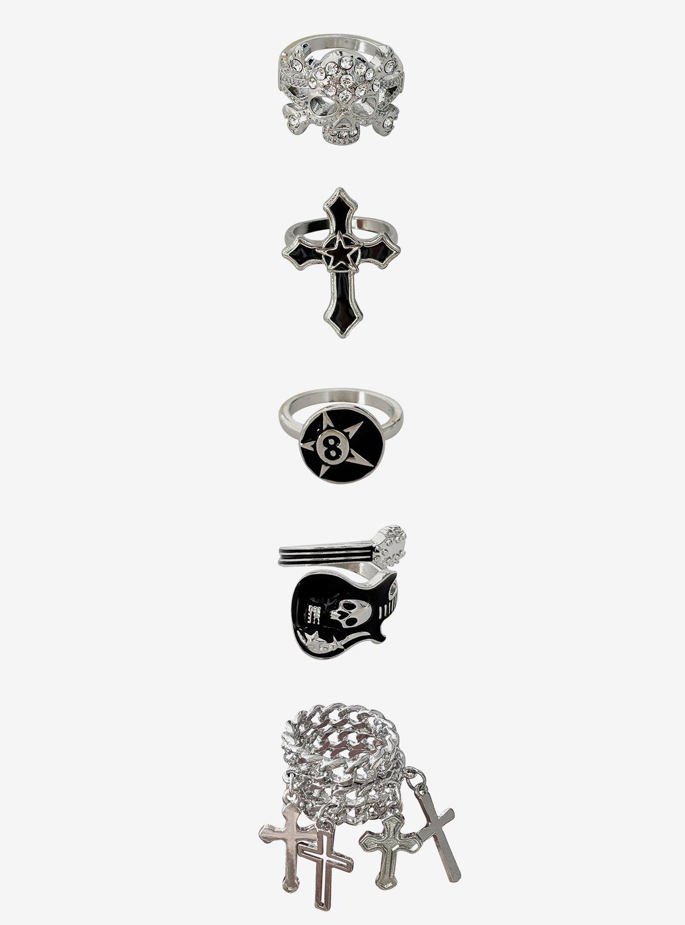 Star Cross & Skull Ring Set, , hi-res