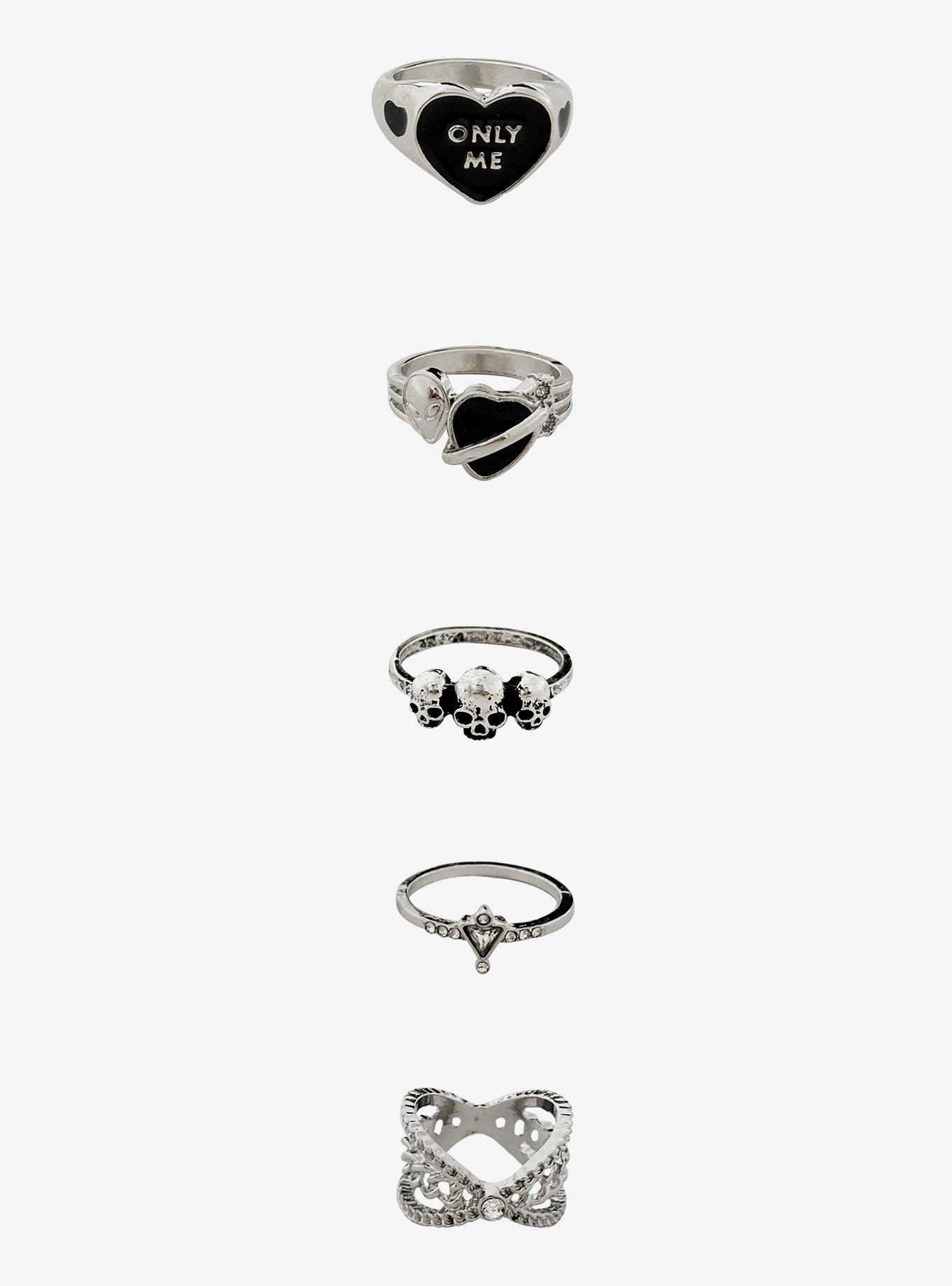 Alien Heart Skull Ring Set, , hi-res
