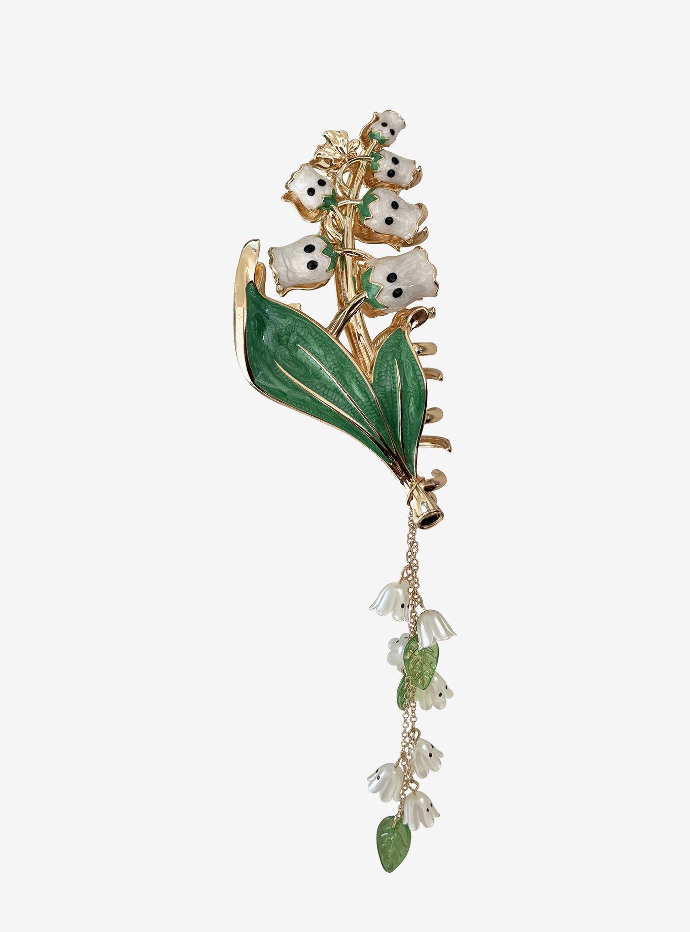 Thorn & Fable Ghost Lily Of The Valley Claw Hair Clip, , hi-res