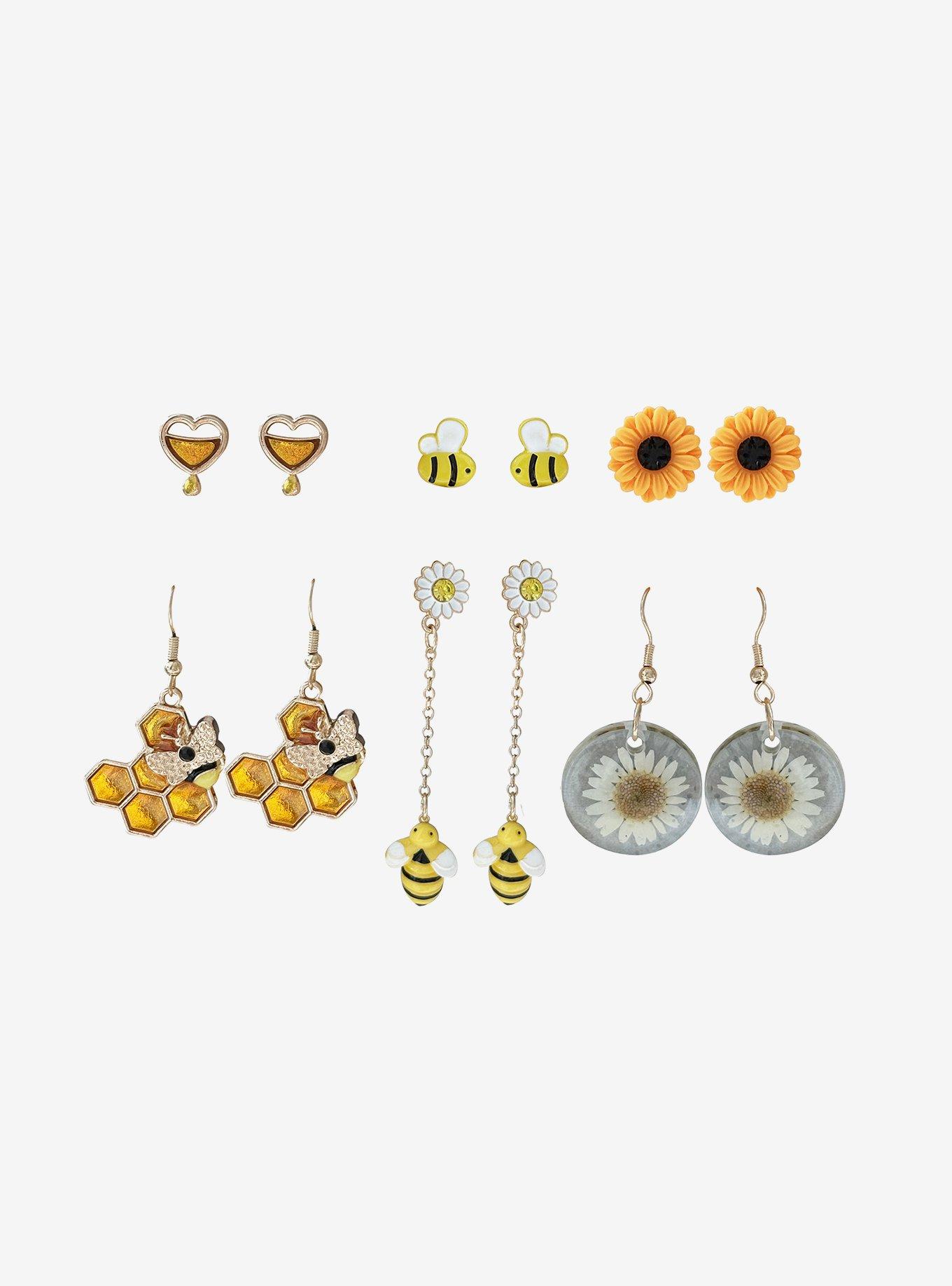 Thorn & Fable Bee Honeycomb Earring Set, , hi-res