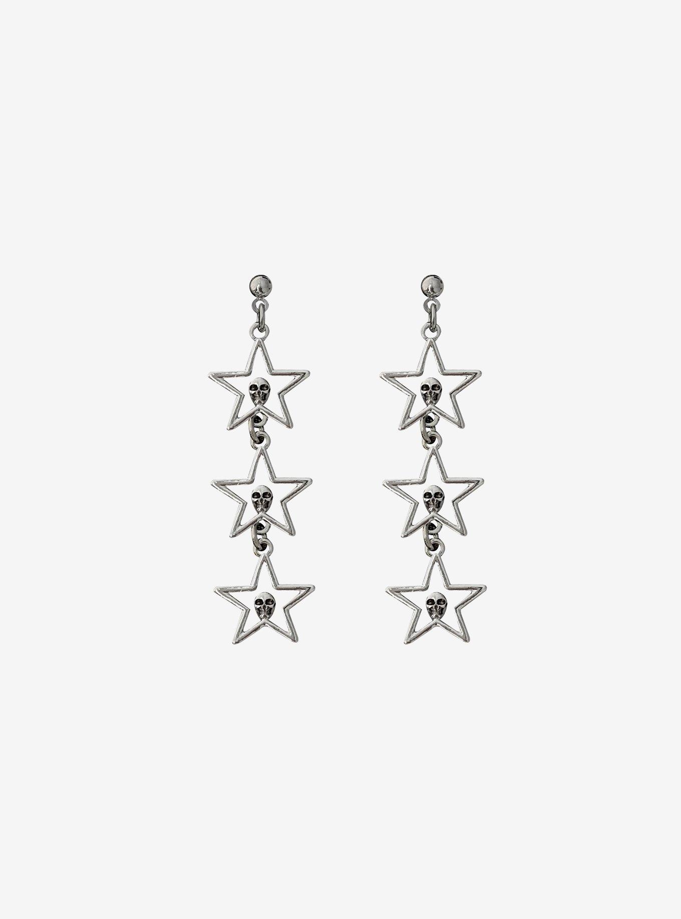 Skull Star Drop Earrings, , hi-res