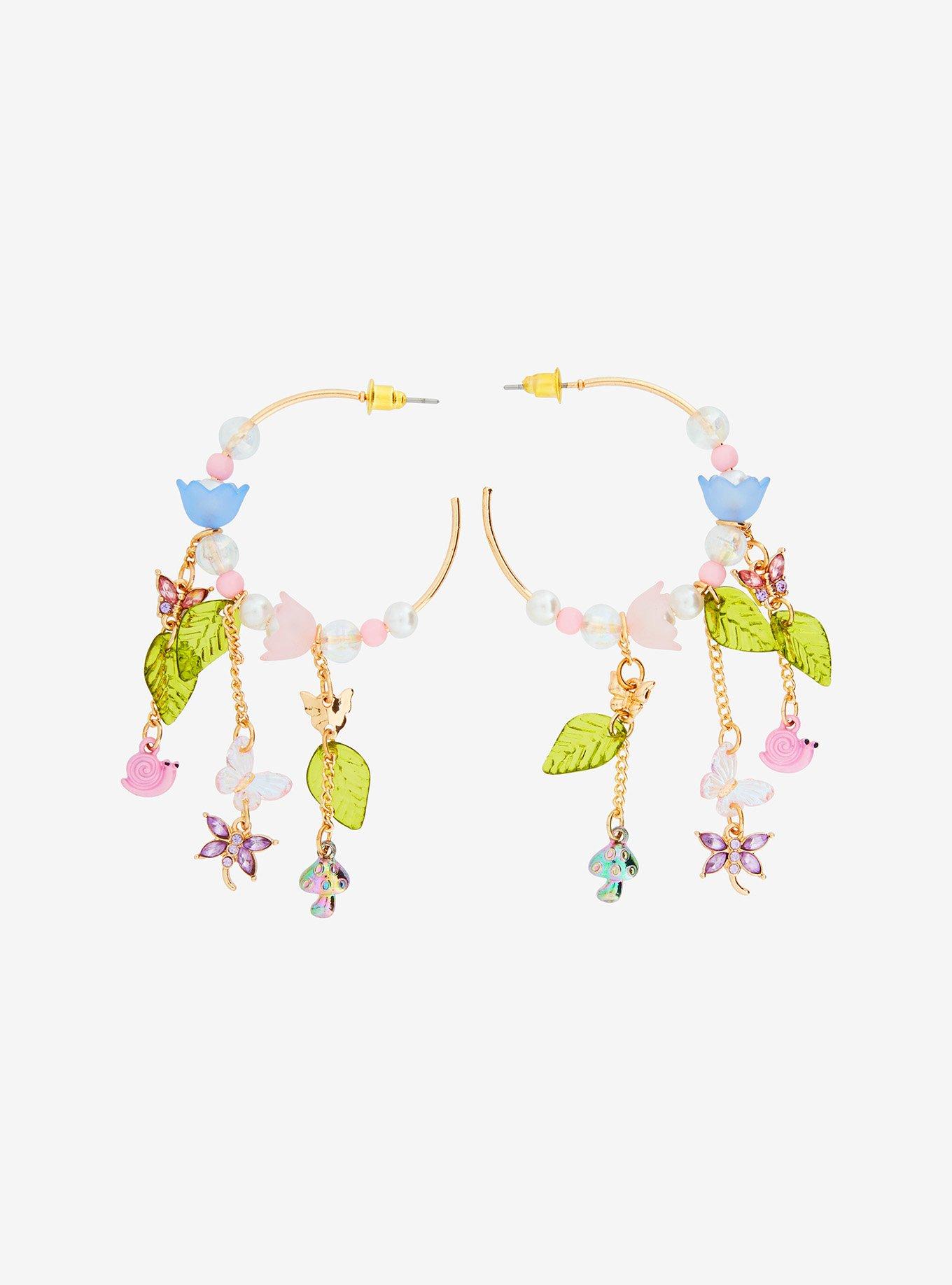 Thorn & Fable Fairy Flower Hoop Earrings, , hi-res