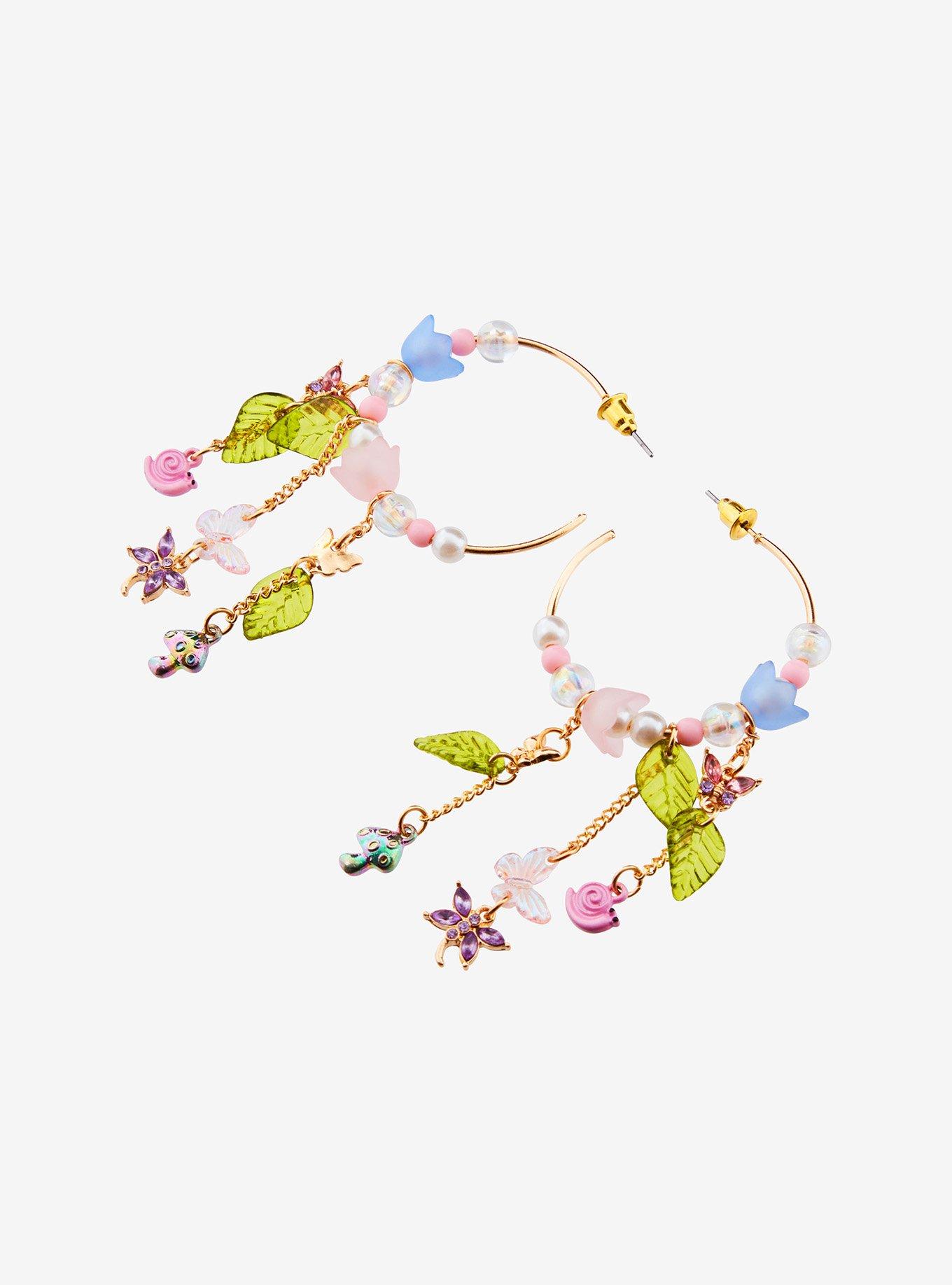 Thorn & Fable Fairy Flower Hoop Earrings, , alternate