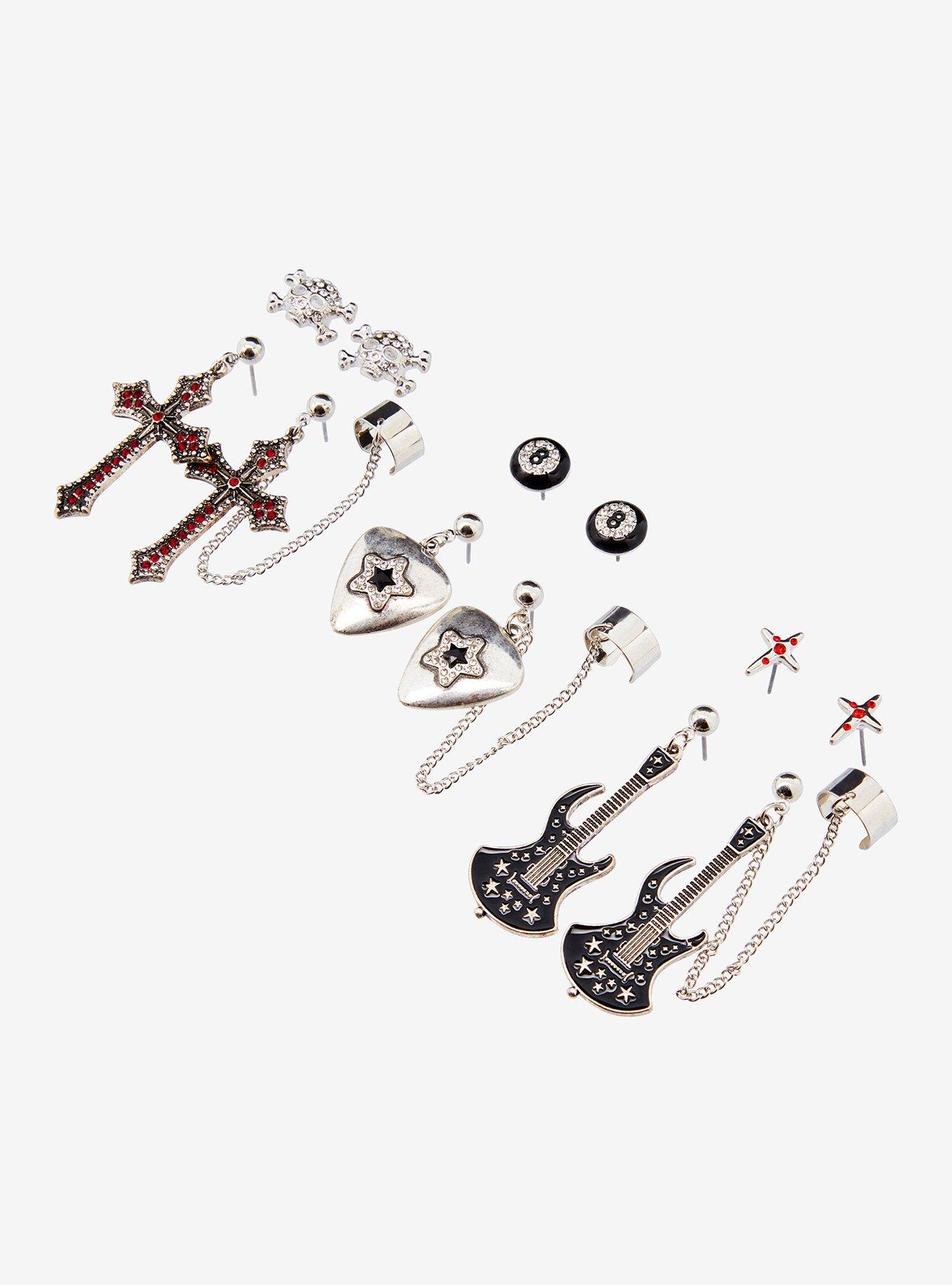 Rock Star Guitar Cross Cuff Earring Set, , alternate