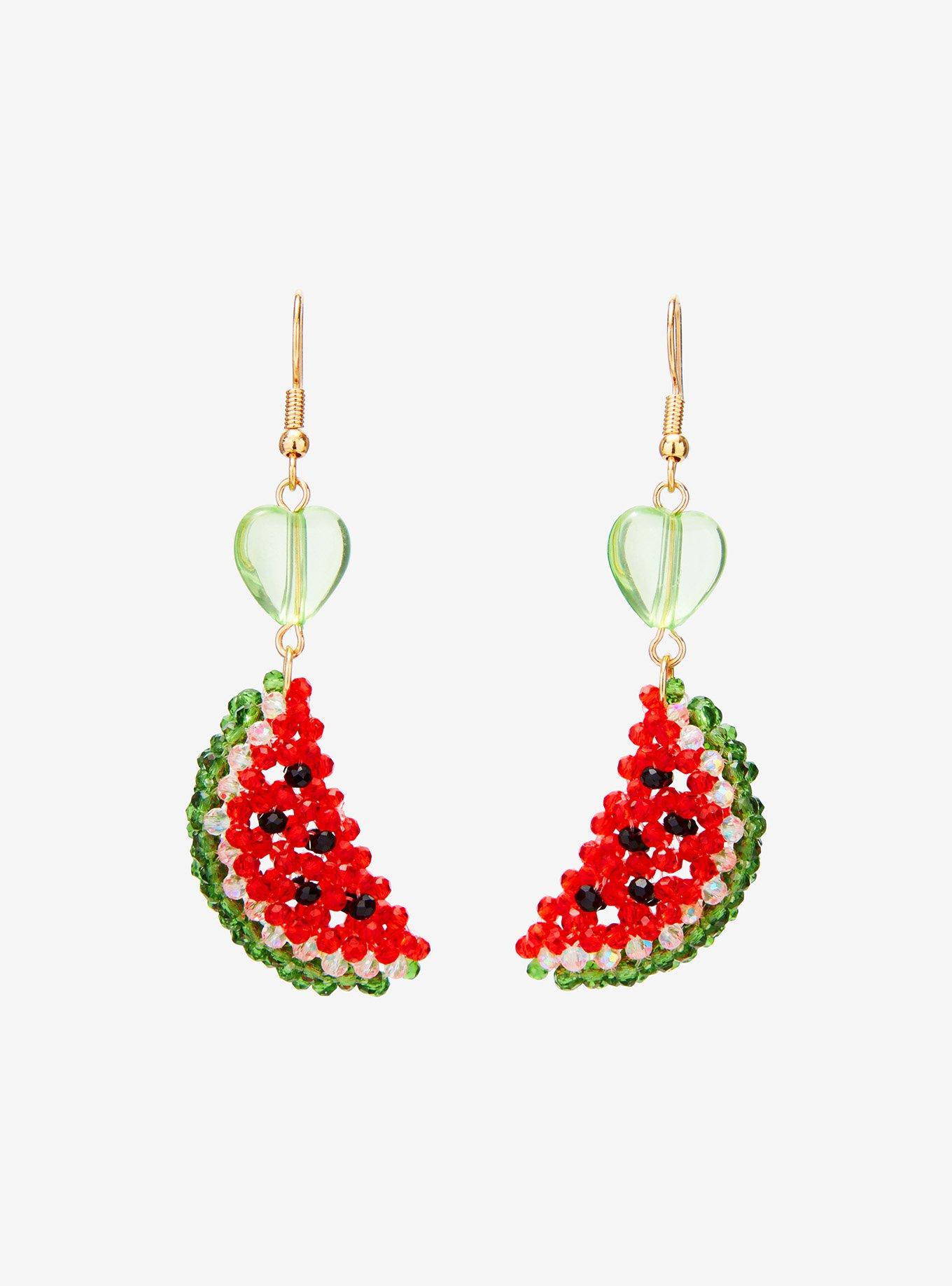 Thorn & Fable Watermelon Bead Drop Earrings, , hi-res