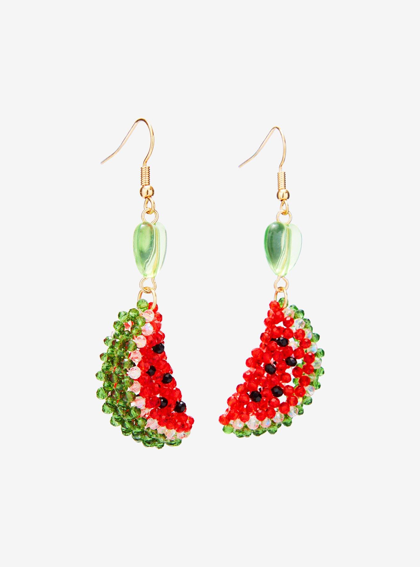 Thorn & Fable Watermelon Bead Drop Earrings, , alternate