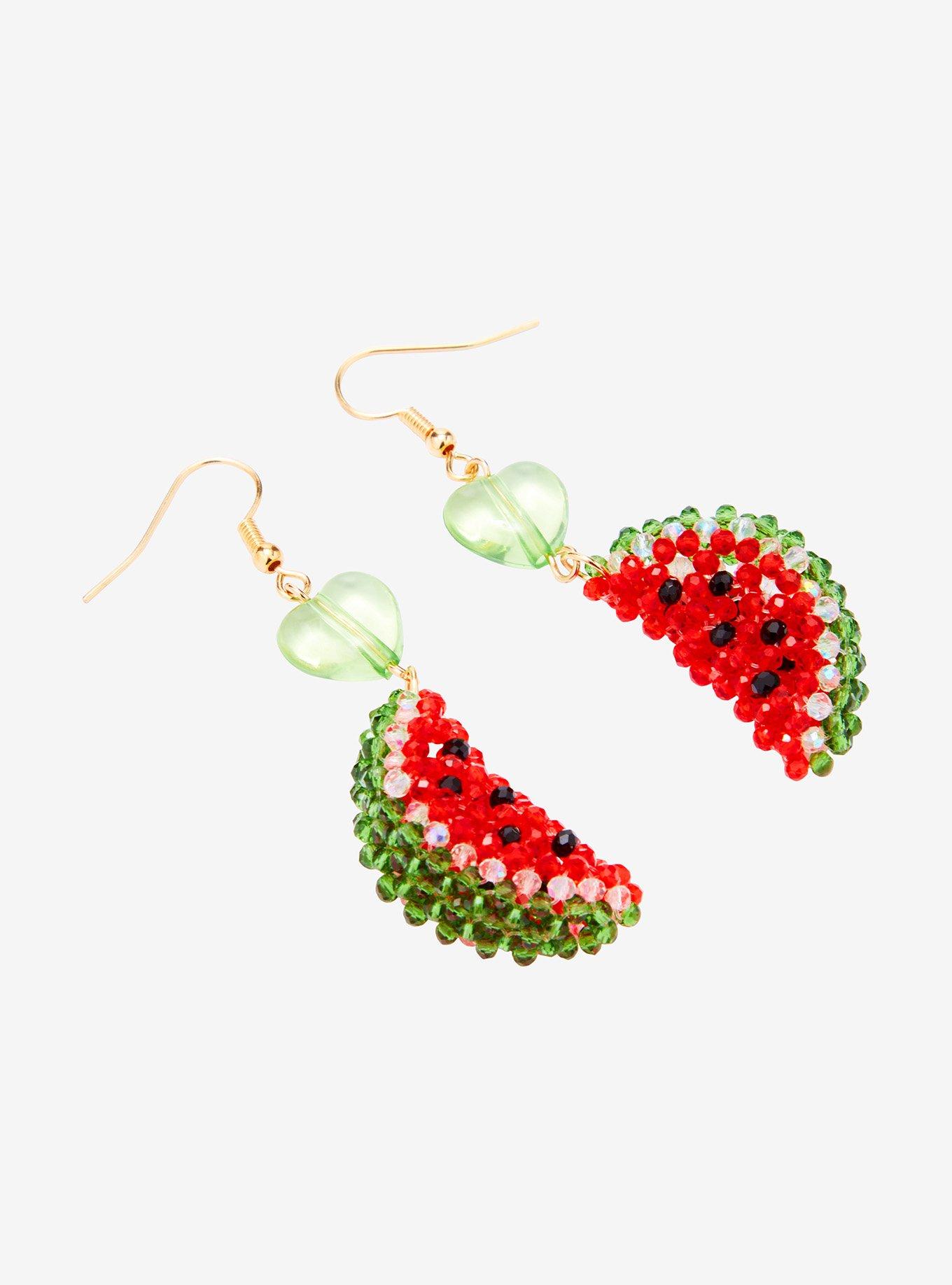 Thorn & Fable Watermelon Bead Drop Earrings, , alternate