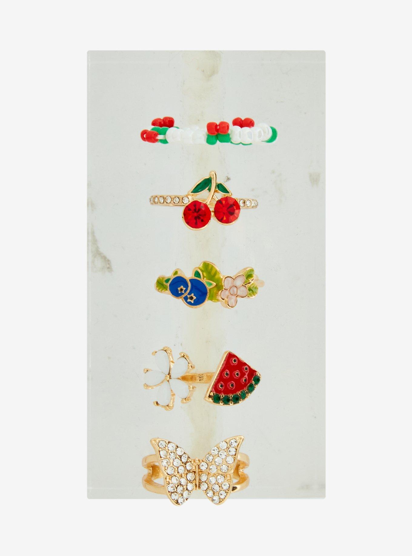Thorn & Fable Fruit Butterfly Ring Set, , alternate