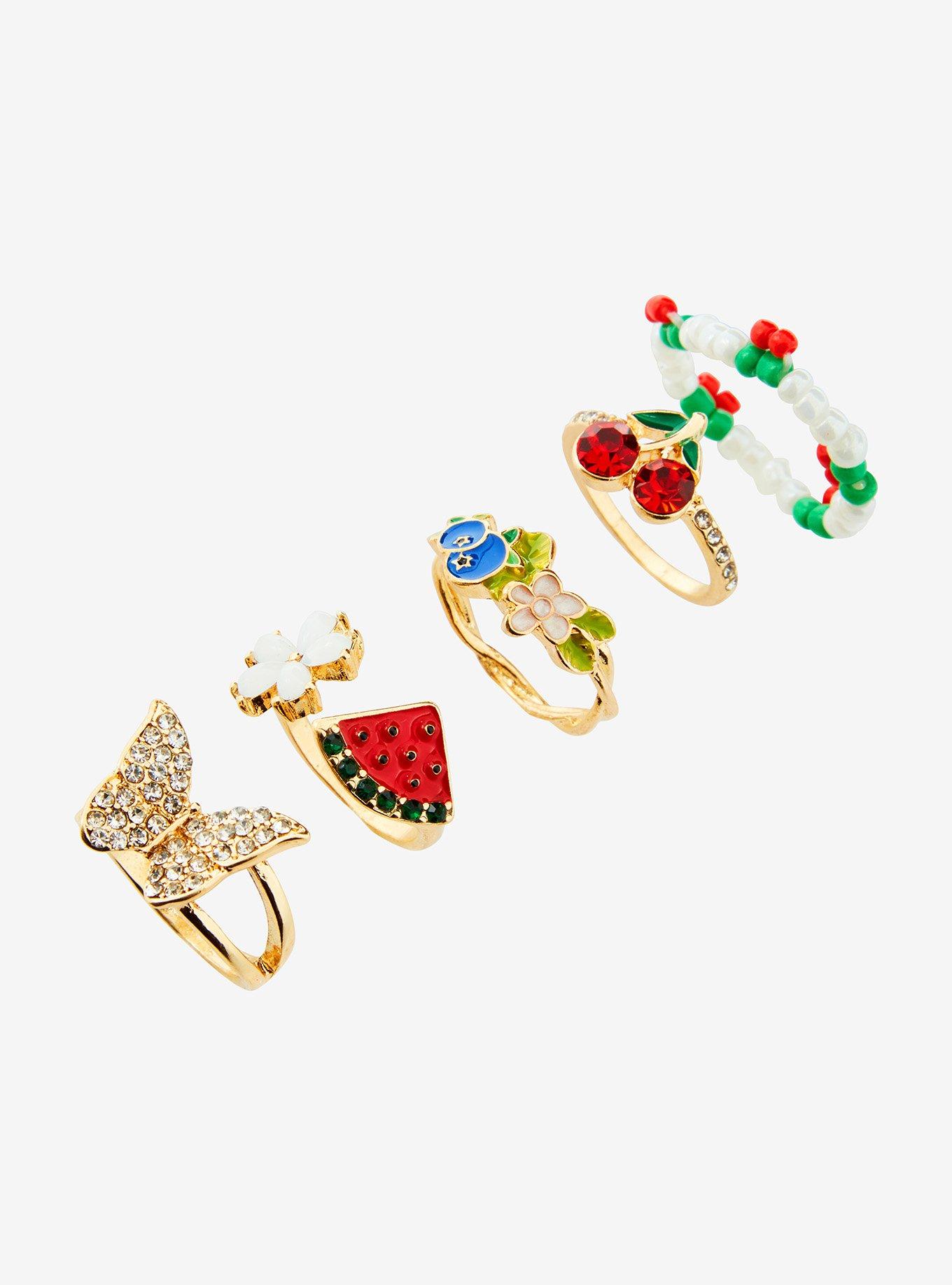 Thorn & Fable Fruit Butterfly Ring Set, , alternate