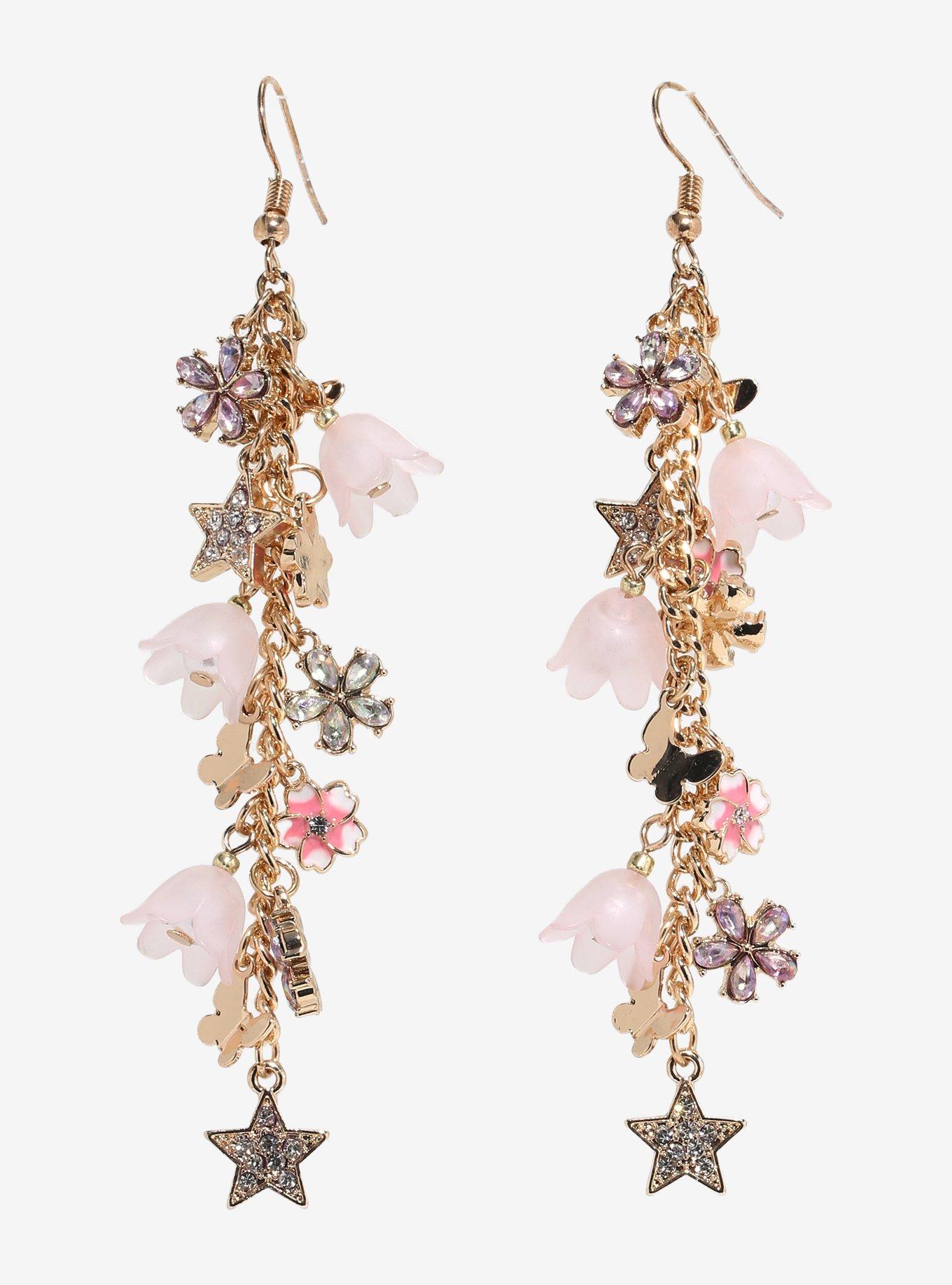 Sweet Society Cascading Sakura Drop Earrings, , hi-res