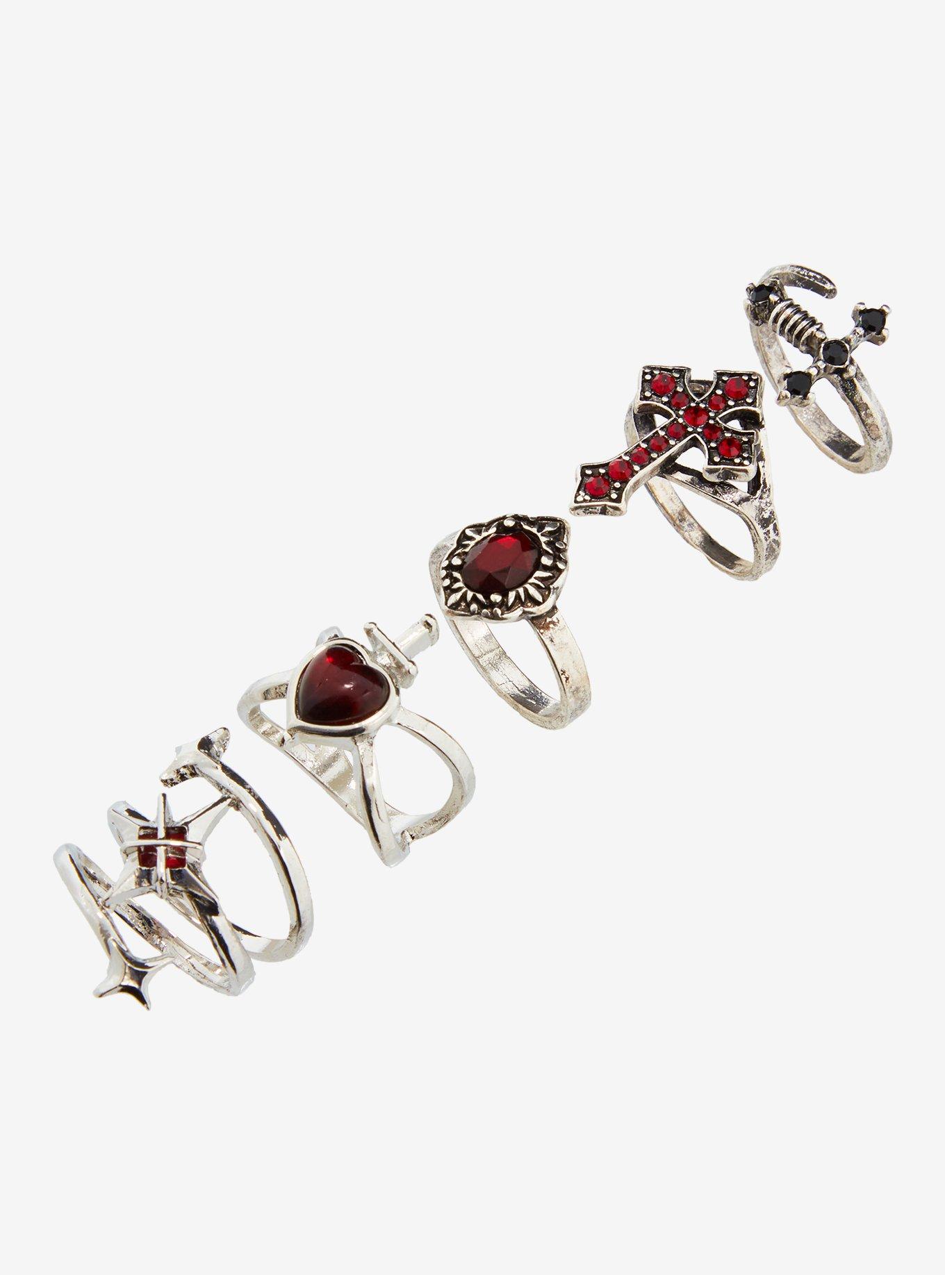 Medieval Dagger Cross Ring Set, , alternate