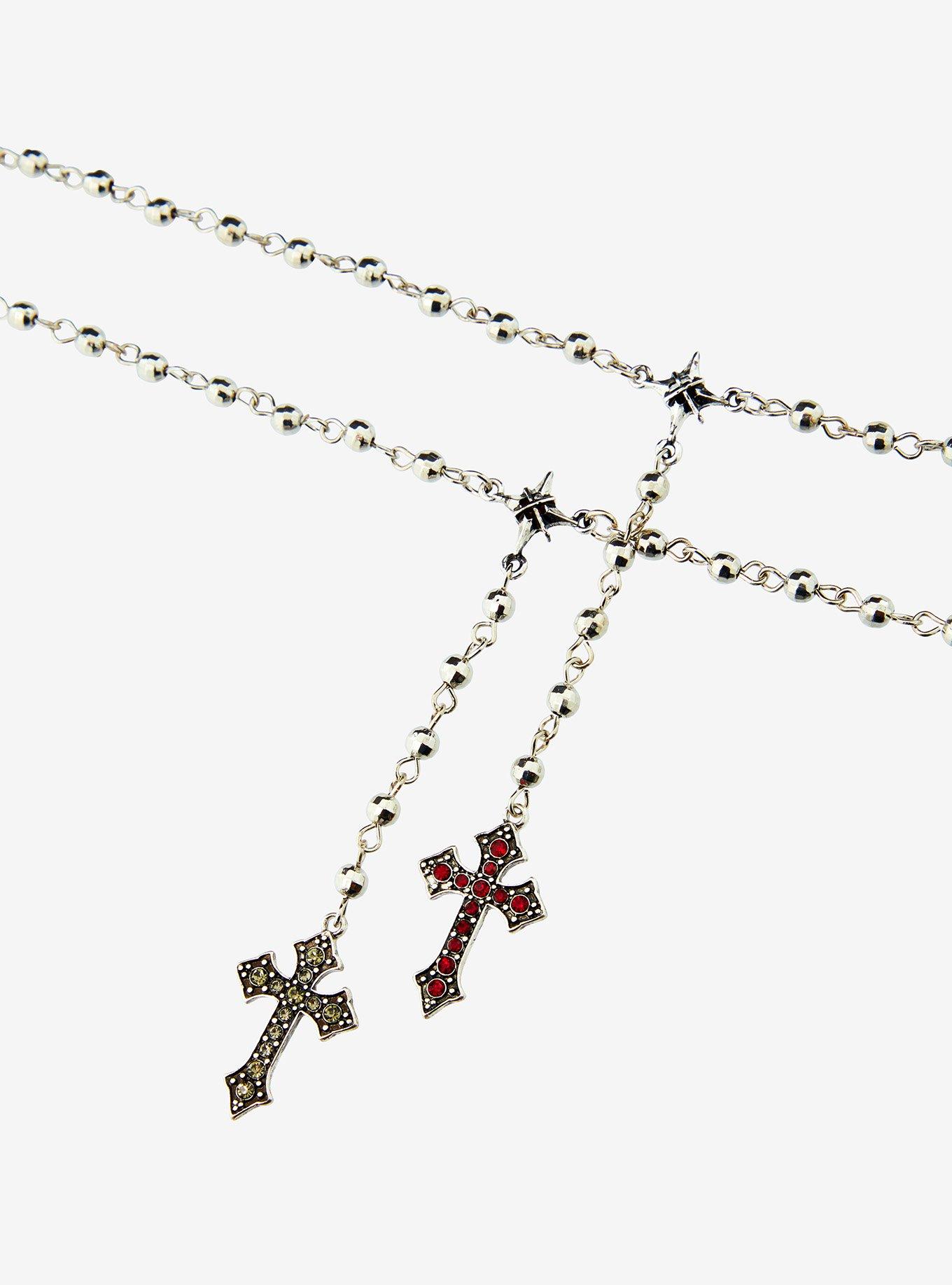 Gothic Cross Star Lariat Best Friend Necklace Set, , hi-res