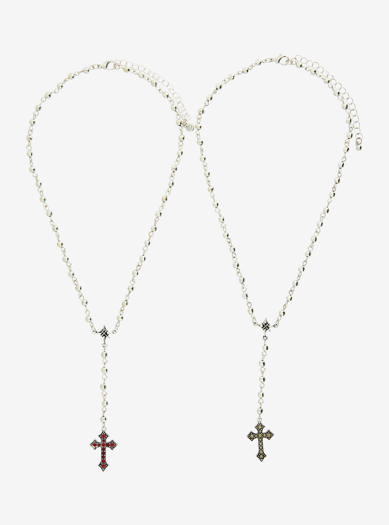Gothic Cross Star Lariat Best Friend Necklace Set, , alternate