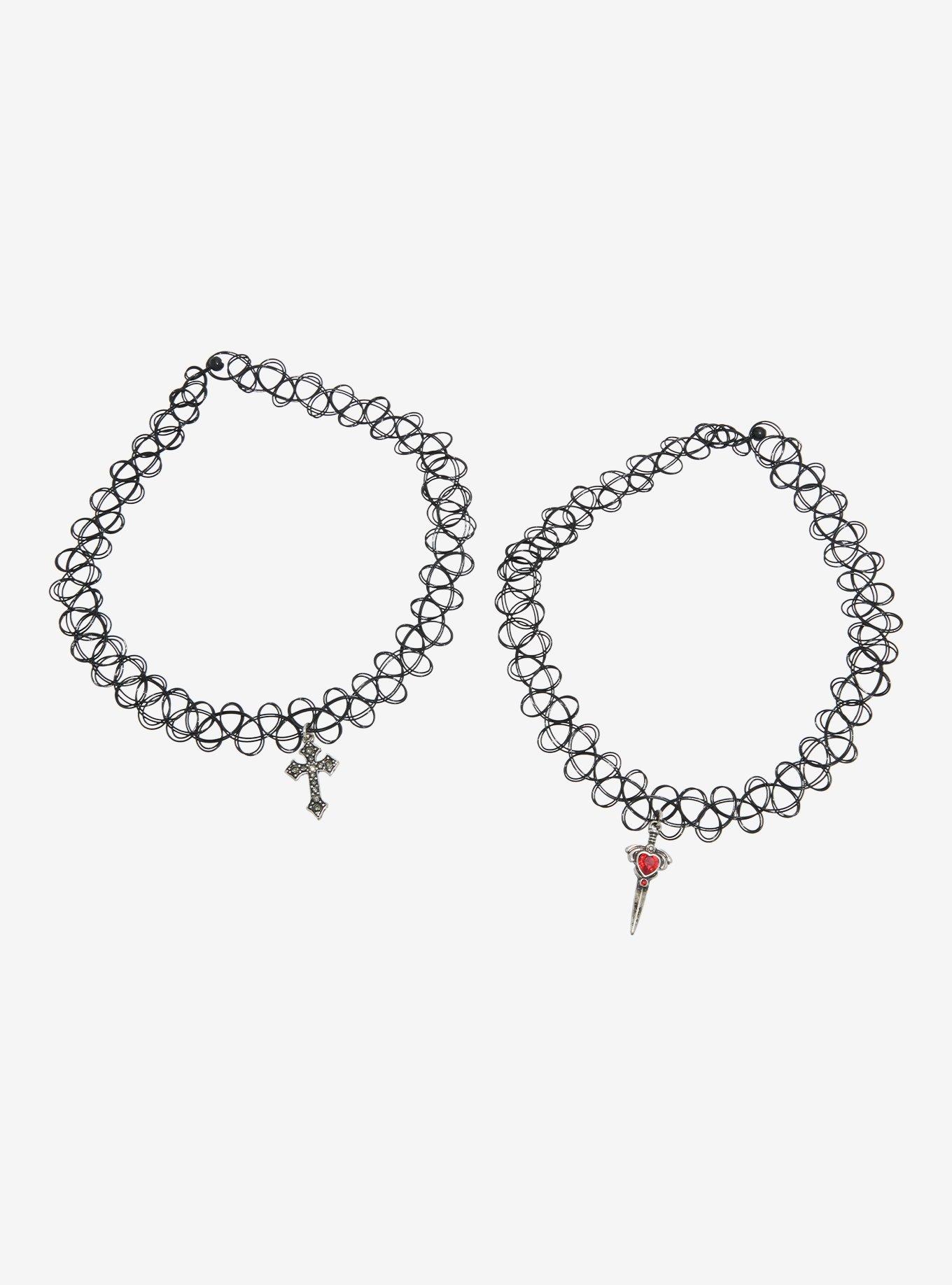 Cross & Dagger Tattoo Choker Set, , hi-res