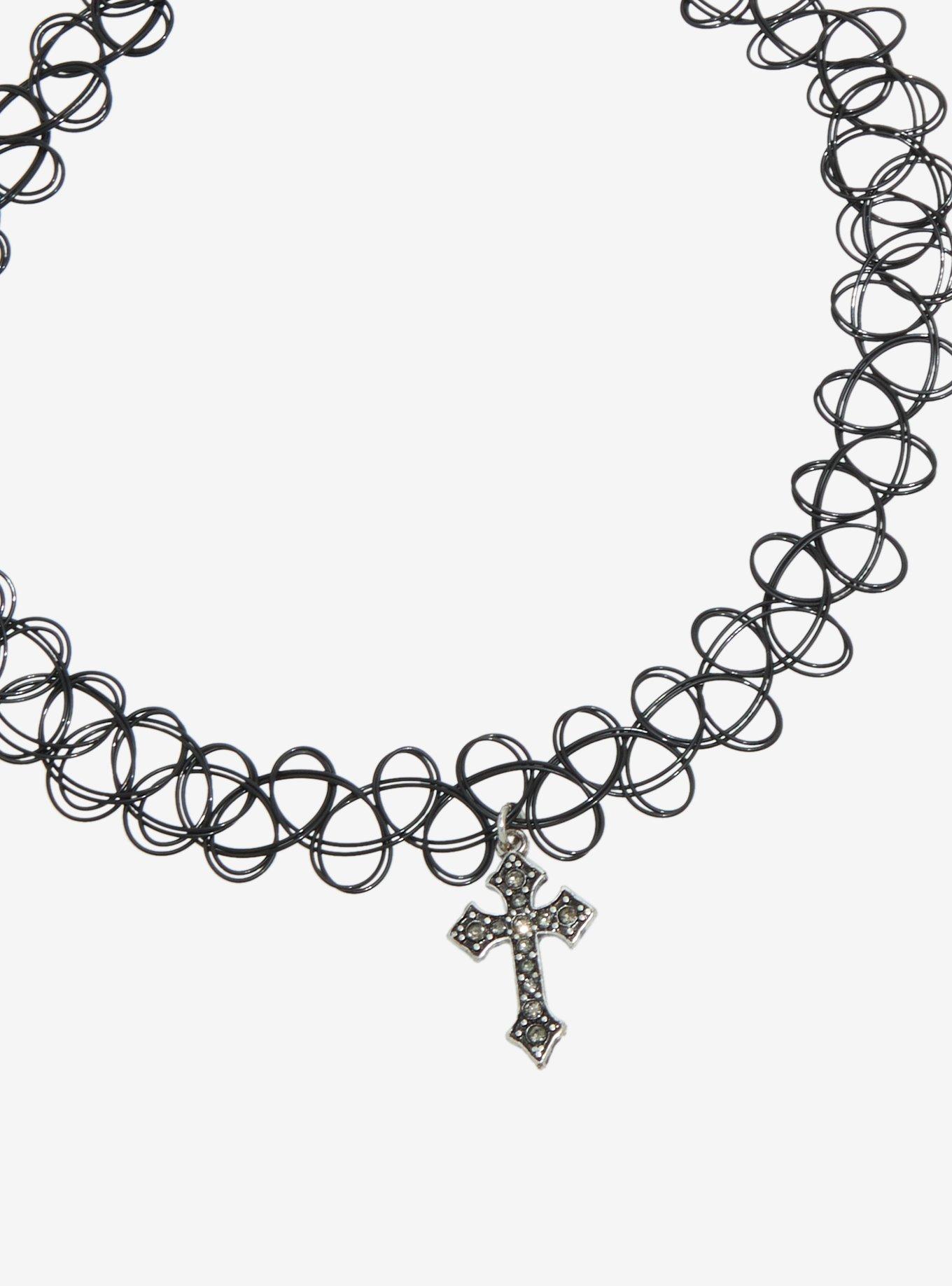 Cross & Dagger Tattoo Choker Set, , alternate