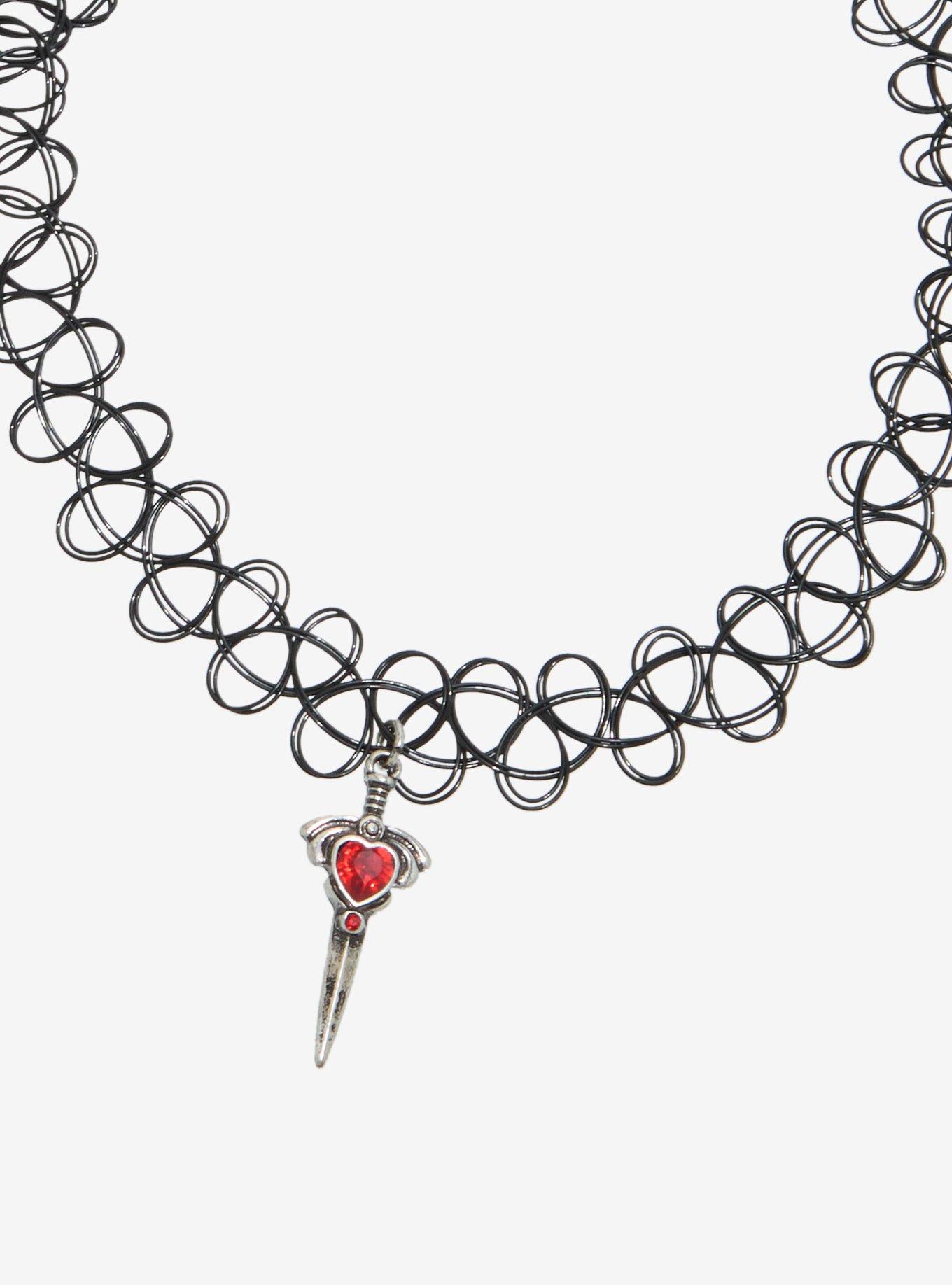Cross & Dagger Tattoo Choker Set, , alternate