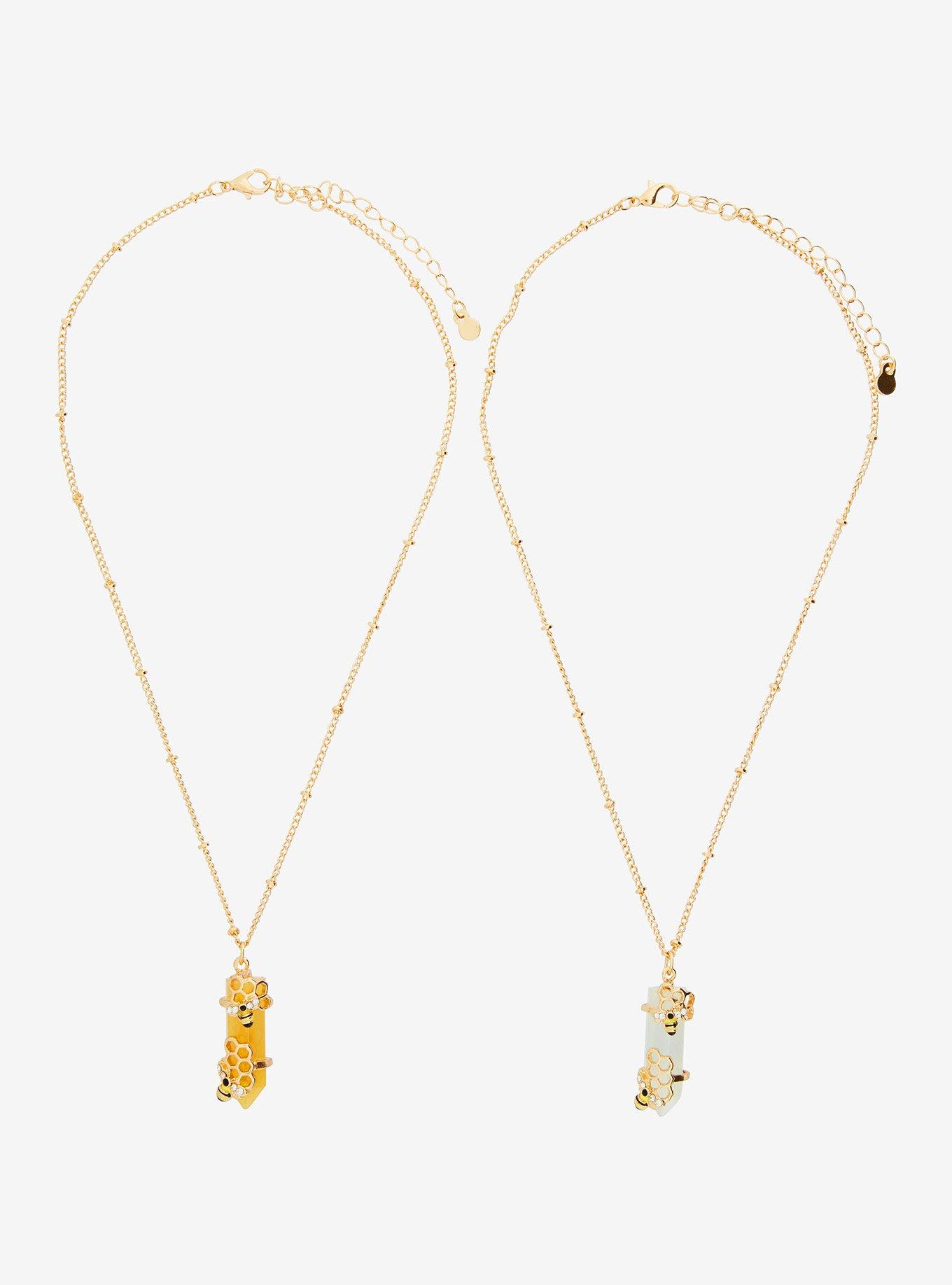 Honeybee Crystal Best Friend Necklace Set, , hi-res