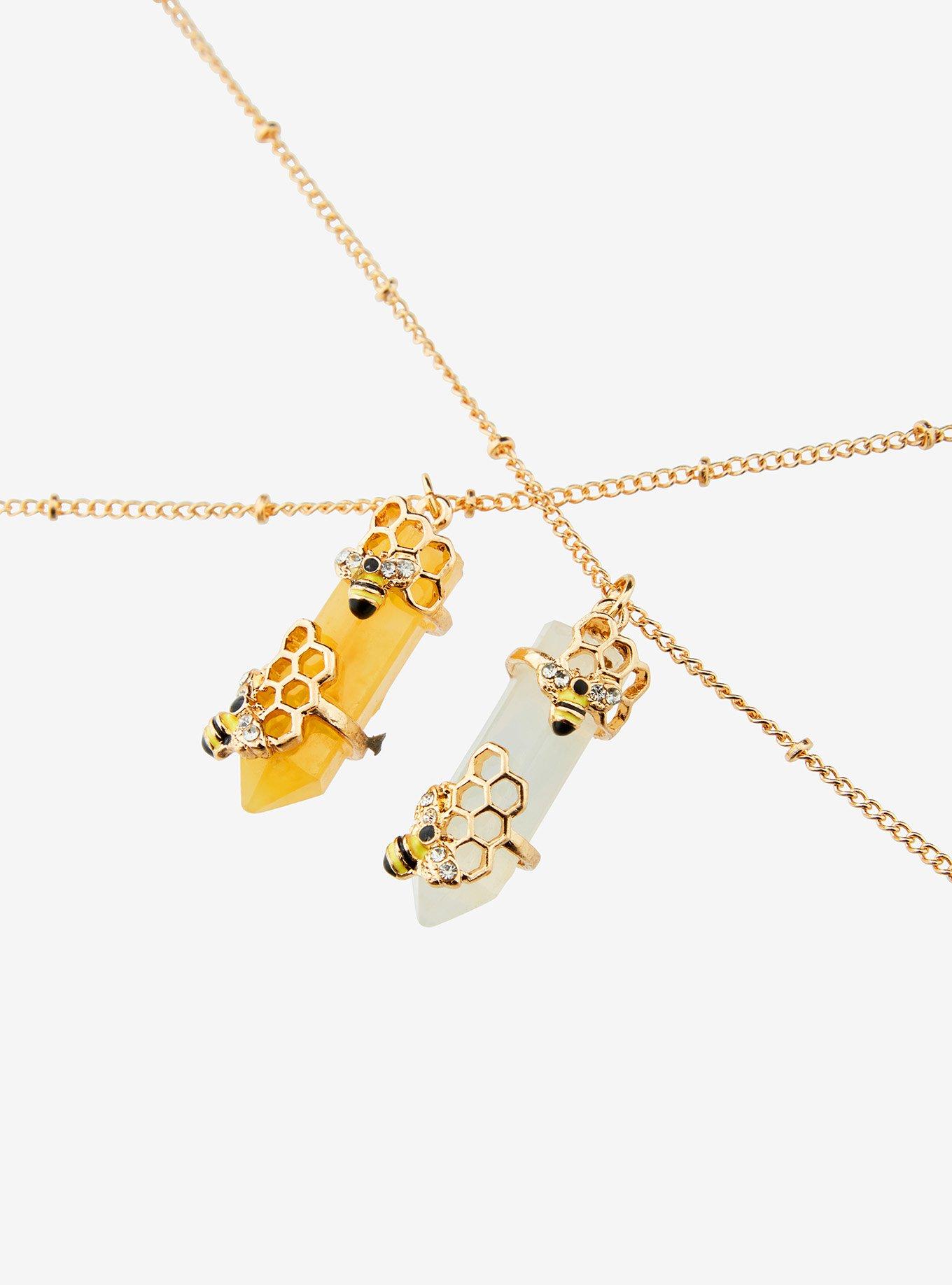 Honeybee Crystal Best Friend Necklace Set, , alternate
